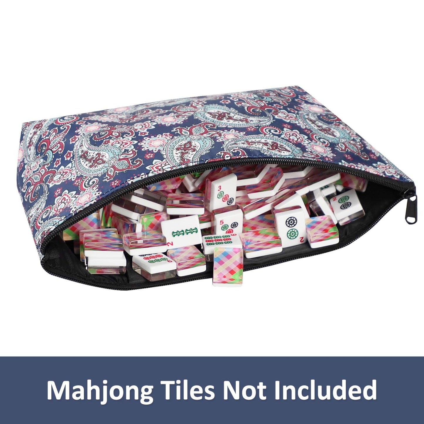 GUSTARIA Empty Mahjong Bag - Thickened Dark Blue Case for American Mahjong Tiles (13 x 7.8 x 3.2 in)