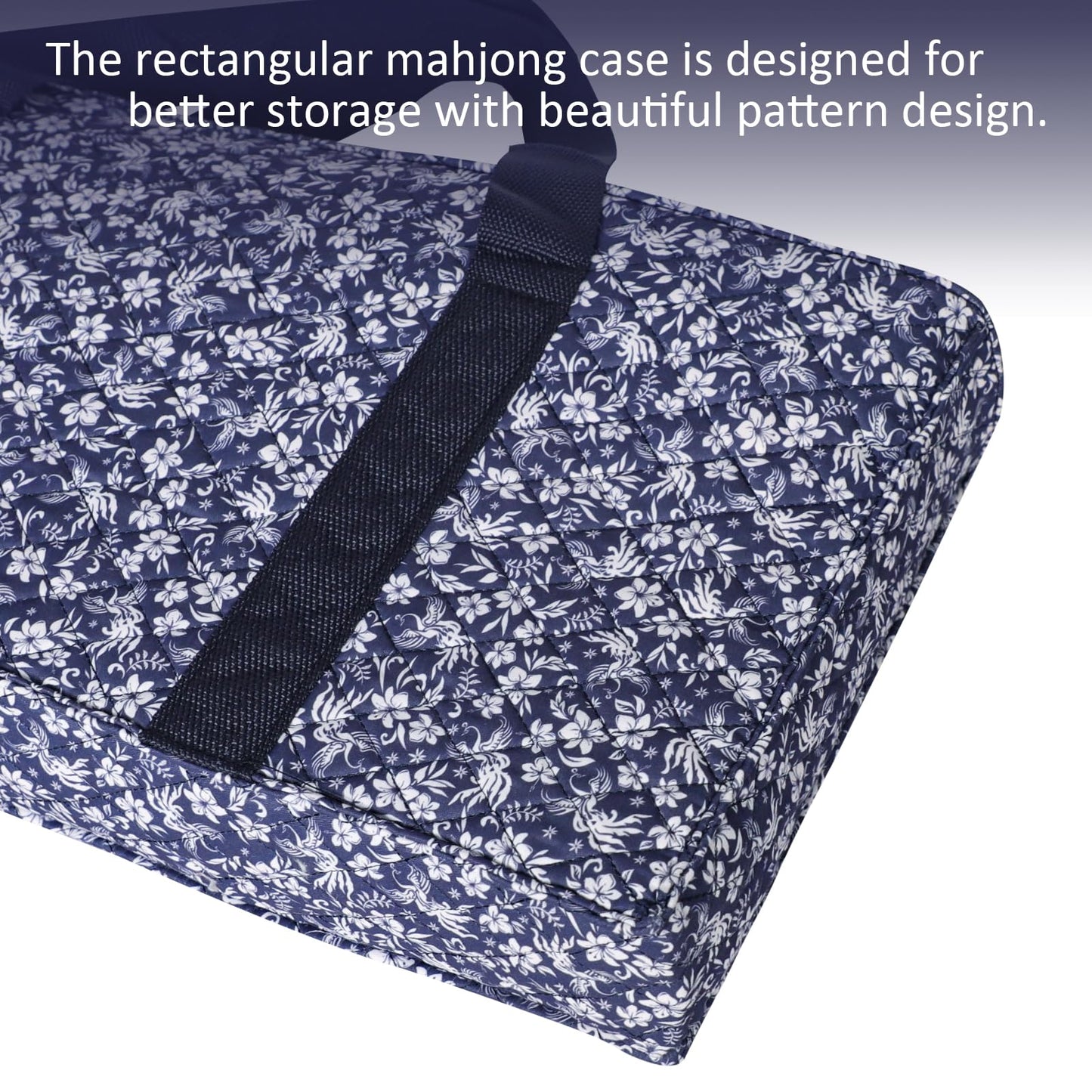 GUSTARIA Empty Mahjong Bag — Blue Printed American Mahjong Case with Two Wrappers (Case Only)