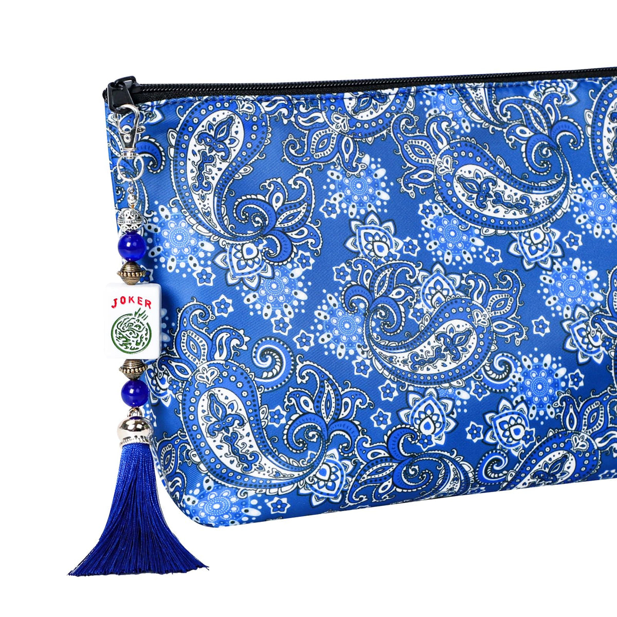 GUSTARIA Mahjong Bag Accessory – Blue, 8.27 in × JOKER Tile Design