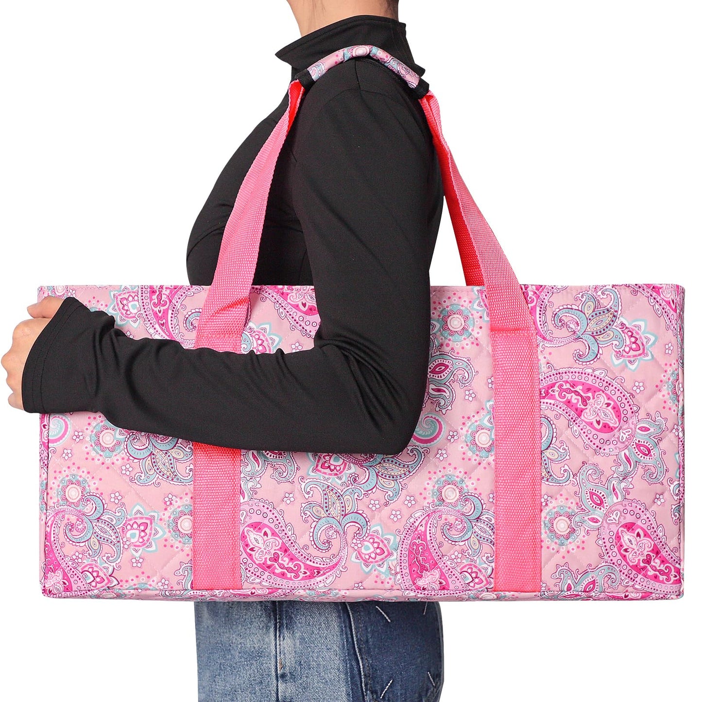 GUSTARIA Empty Mahjong Bag – Pink Printed Case for American Mahjong Tiles, Racks & Pushers