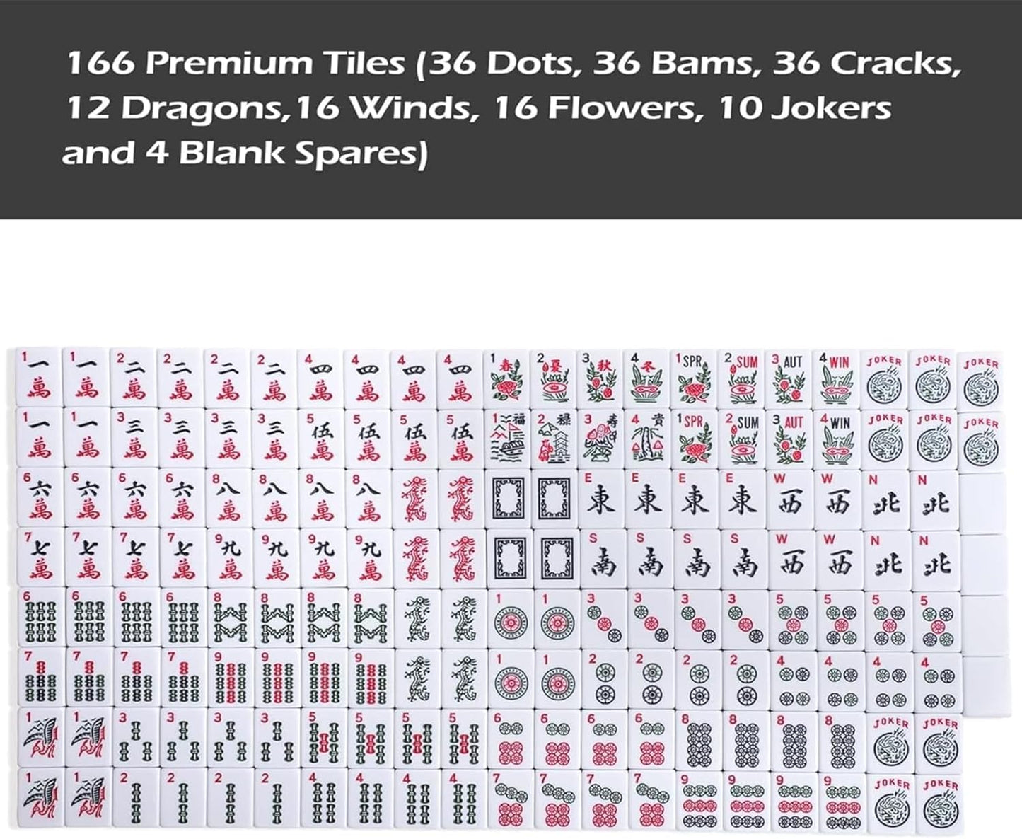 GUSTARIA American Mahjong Game Set — 166 Tiles, 4 Color Racks/Pushers, Pink Carrying Bag