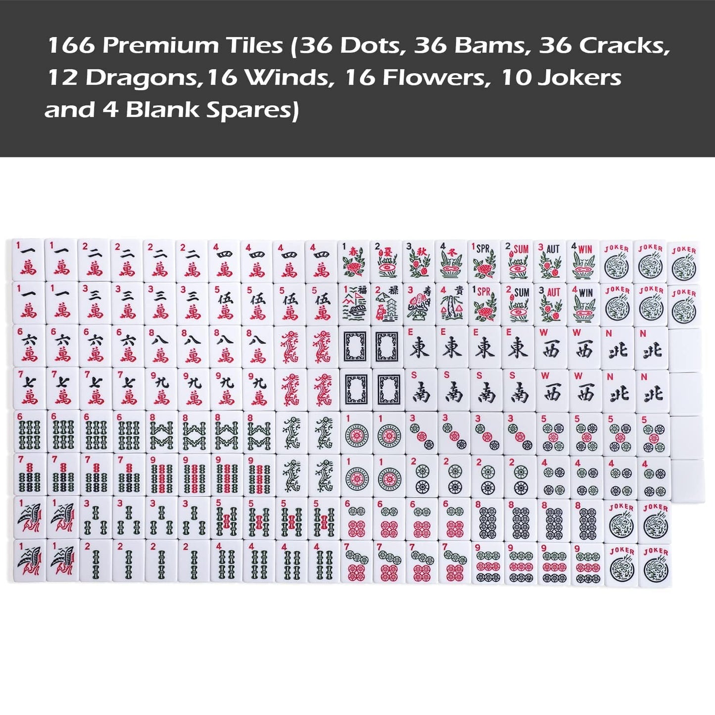 GUSTARIA American Mahjong Game Set — 166 Tiles, 4 All-in-One Racks, Printed Carrying Bag