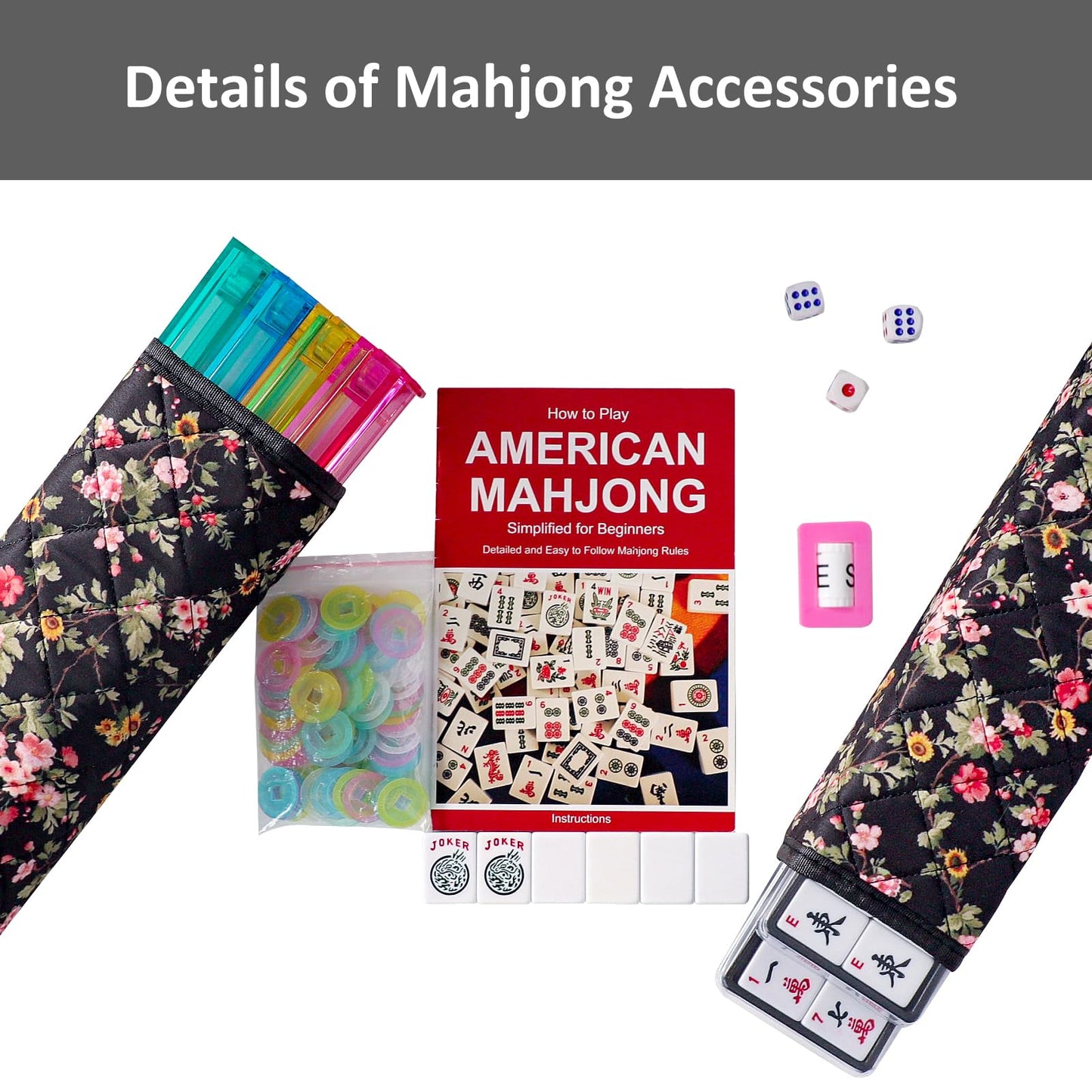 GUSTARIA American Mahjong Game Set – 166 Premium Tiles, 4 All-In-One Racks, Flower Carry Bag