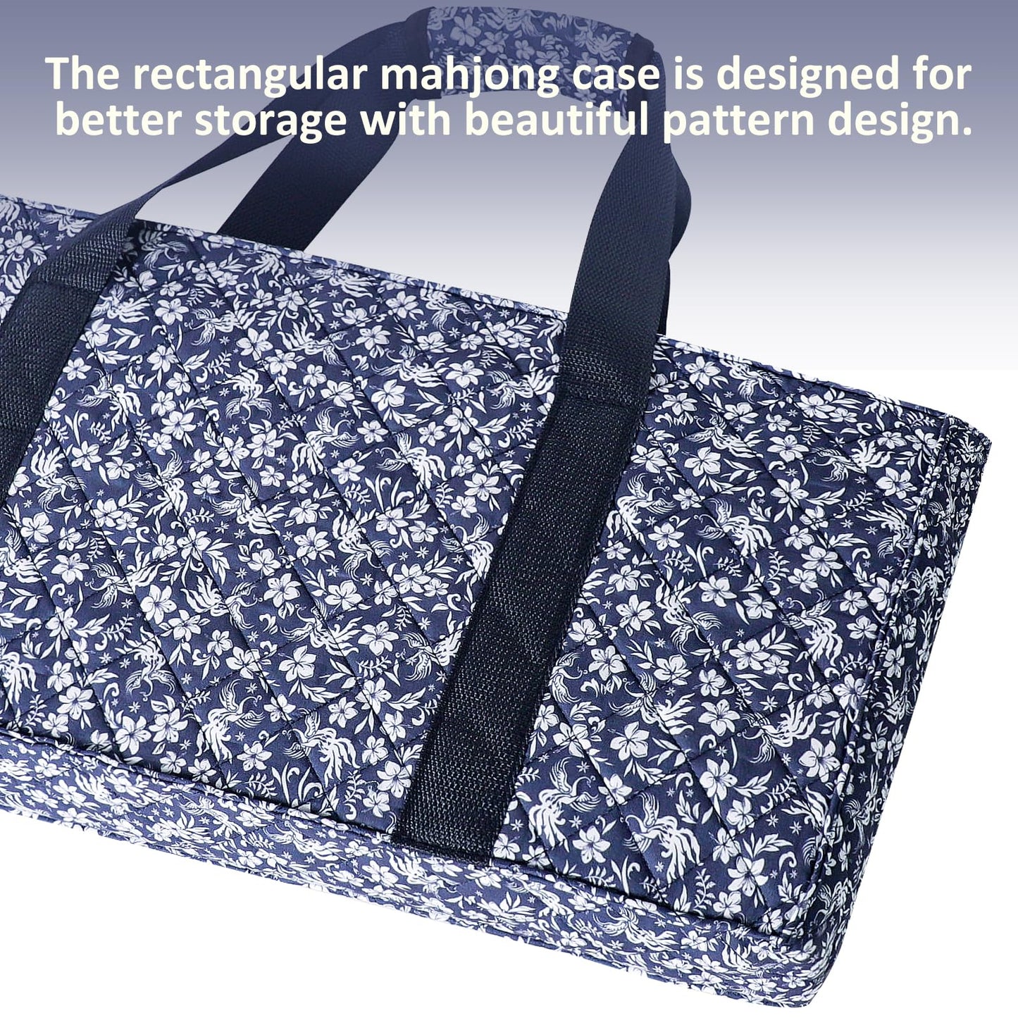GUSTARIA American Mahjong Set - 166 Premium Acrylic Tiles, Floral Blue Bag, 4 Pushers & Racks