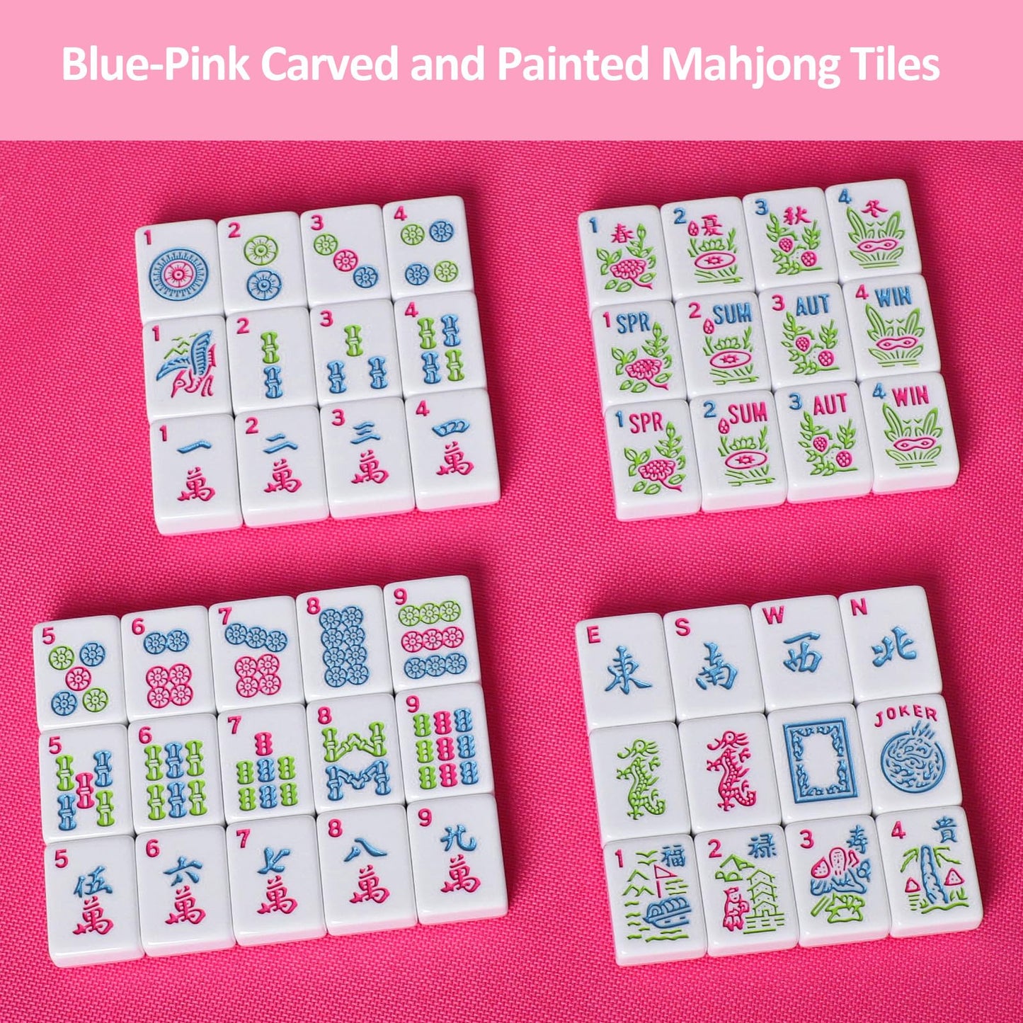 GUSTARIA 1.2-inch American Mahjong Tile Set – 166 Pink Tiles (Tiles Only)