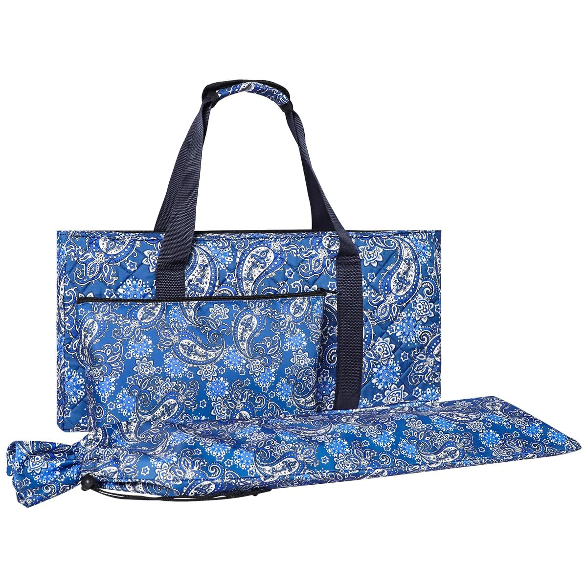 GUSTARIA Empty Mahjong Bag for American Mahjong Set with Racks & Pushers – Blue Print Case (Case Only)