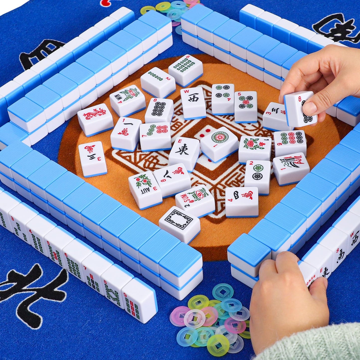 GUSTARIA American Mahjong Game Set – 166 Large 1.5-Inch Tiles with Blue Carrying Bag