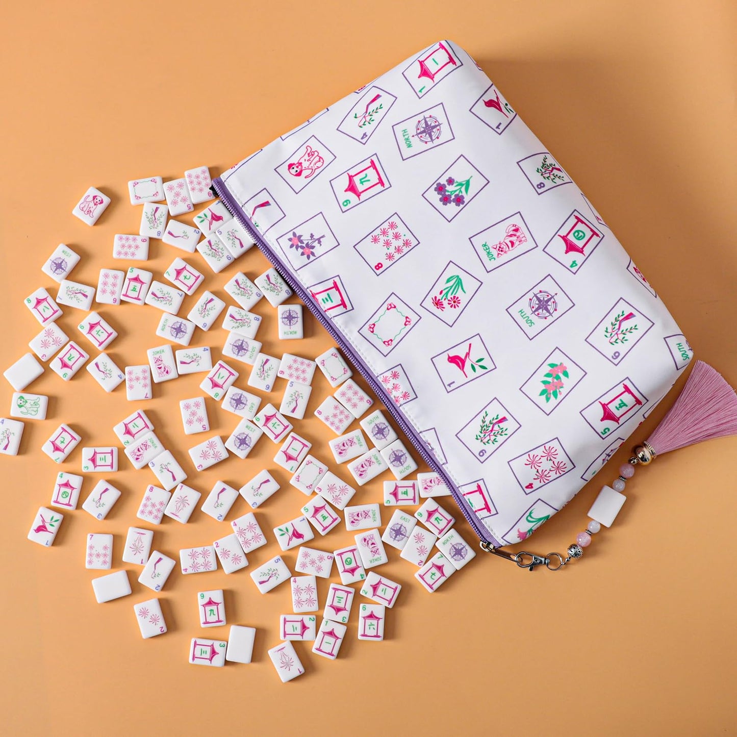 GUSTARIA Mini Mahjong Tiles Set – 160 Acrylic Tiles, 4 Racks, Carrying Bag