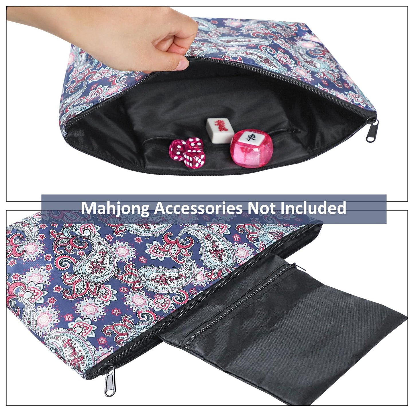 GUSTARIA Empty Mahjong Bag - Thickened Dark Blue Case for American Mahjong Tiles (13 x 7.8 x 3.2 in)