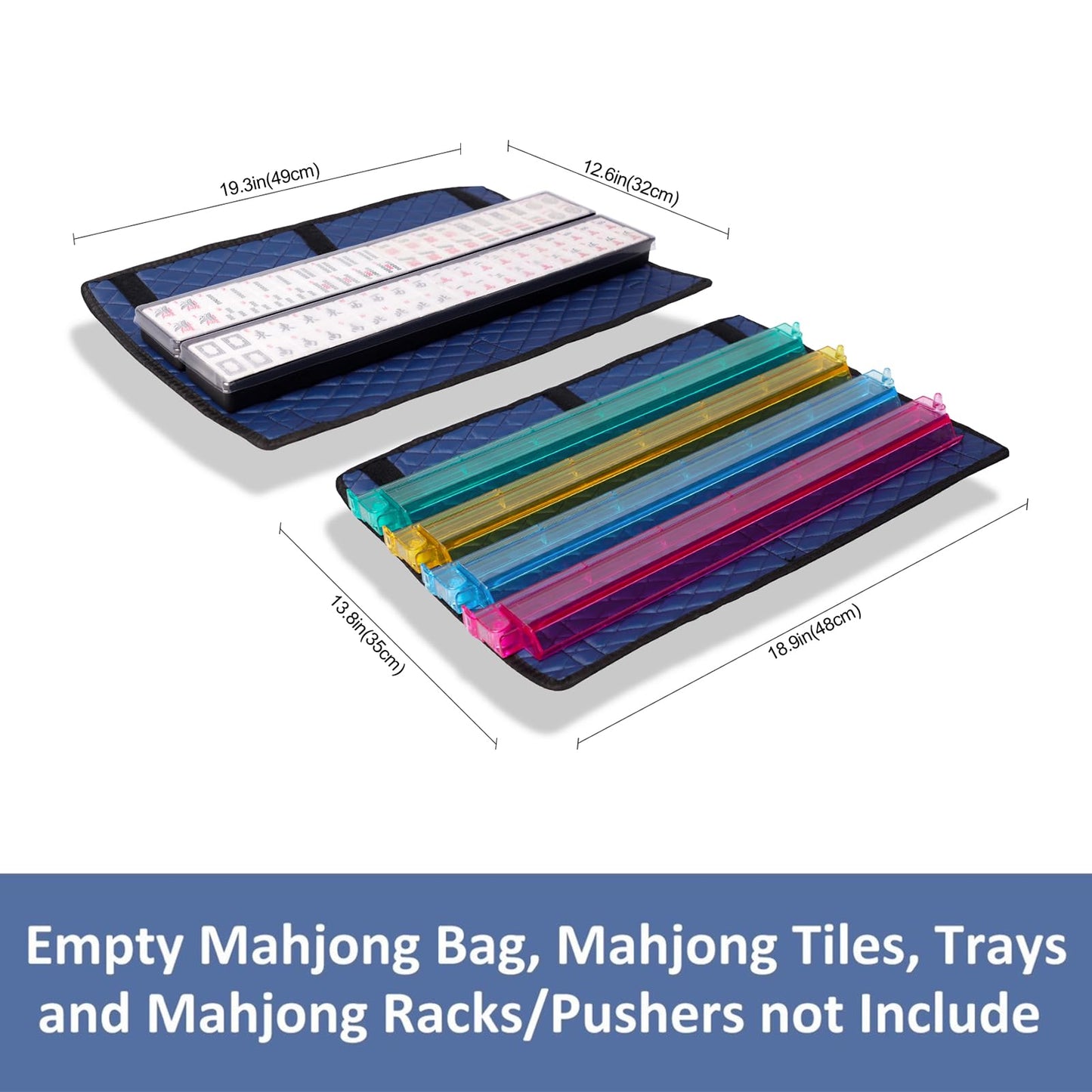 GUSTARIA Empty Mahjong Bag — Blue Printed American Mahjong Case with Two Wrappers (Case Only)