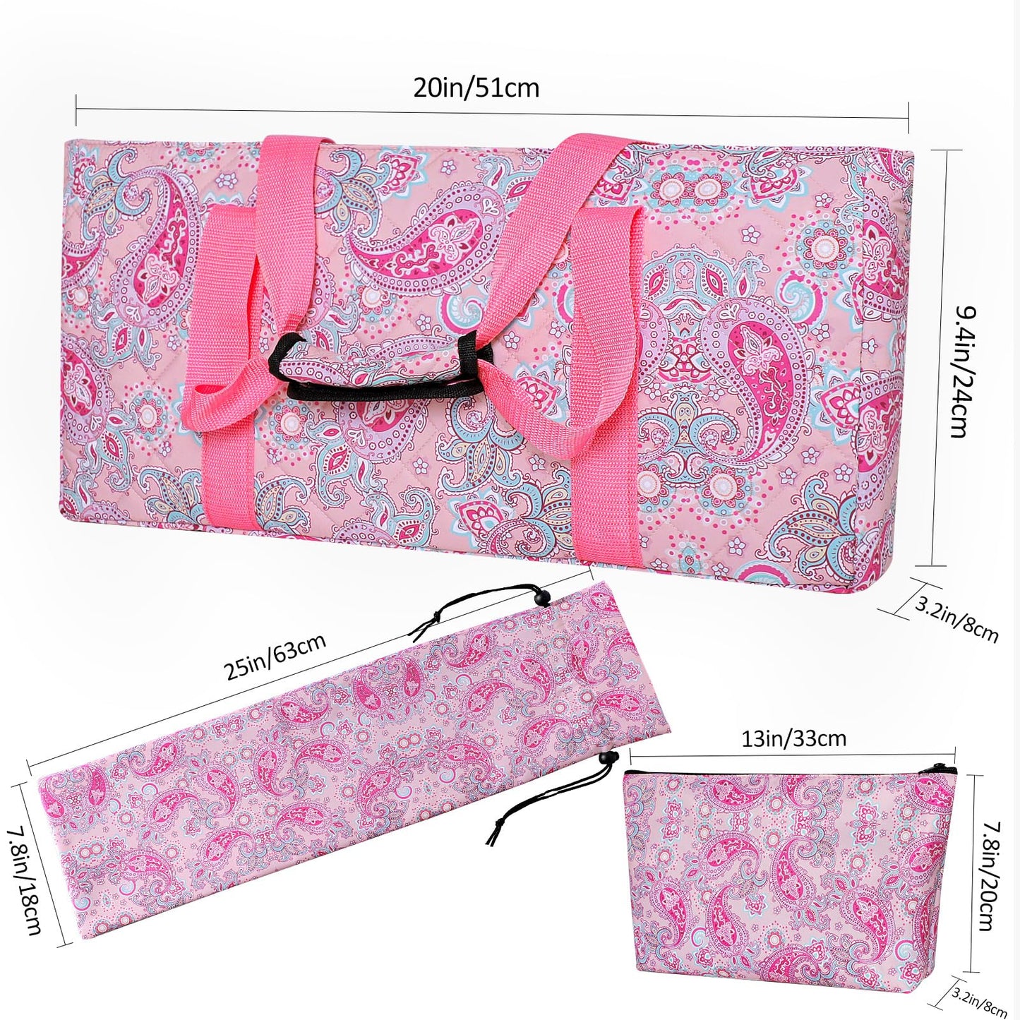 GUSTARIA Empty Mahjong Bag – Pink Printed Case for American Mahjong Tiles, Racks & Pushers