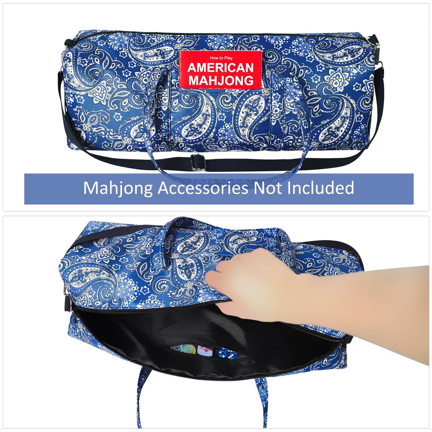 GUSTARIA Blue American Mahjong Bag for Racks, Pushers & Tiles – Case Only