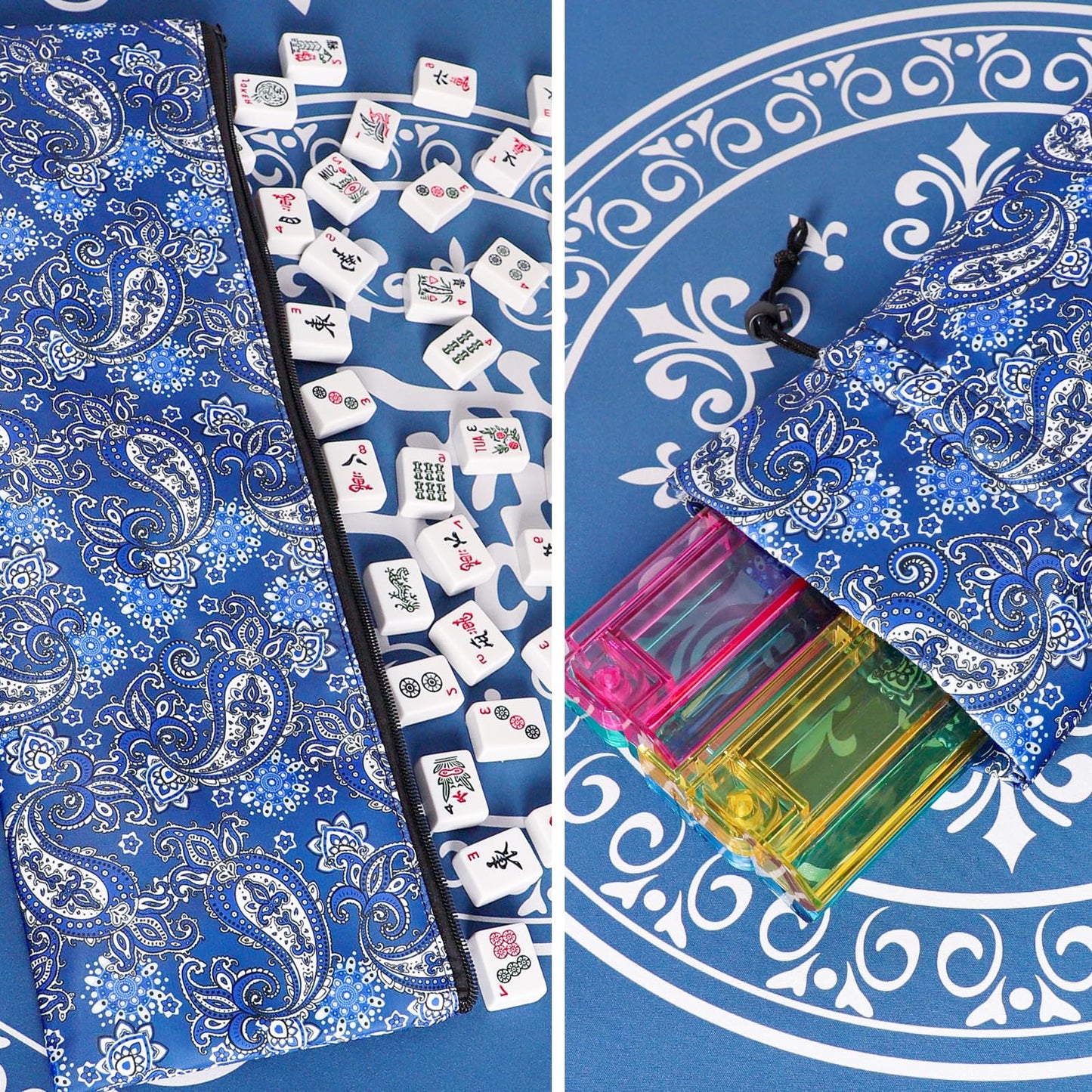 GUSTARIA Blue American Mahjong Bag for Racks, Pushers & Tiles – Case Only