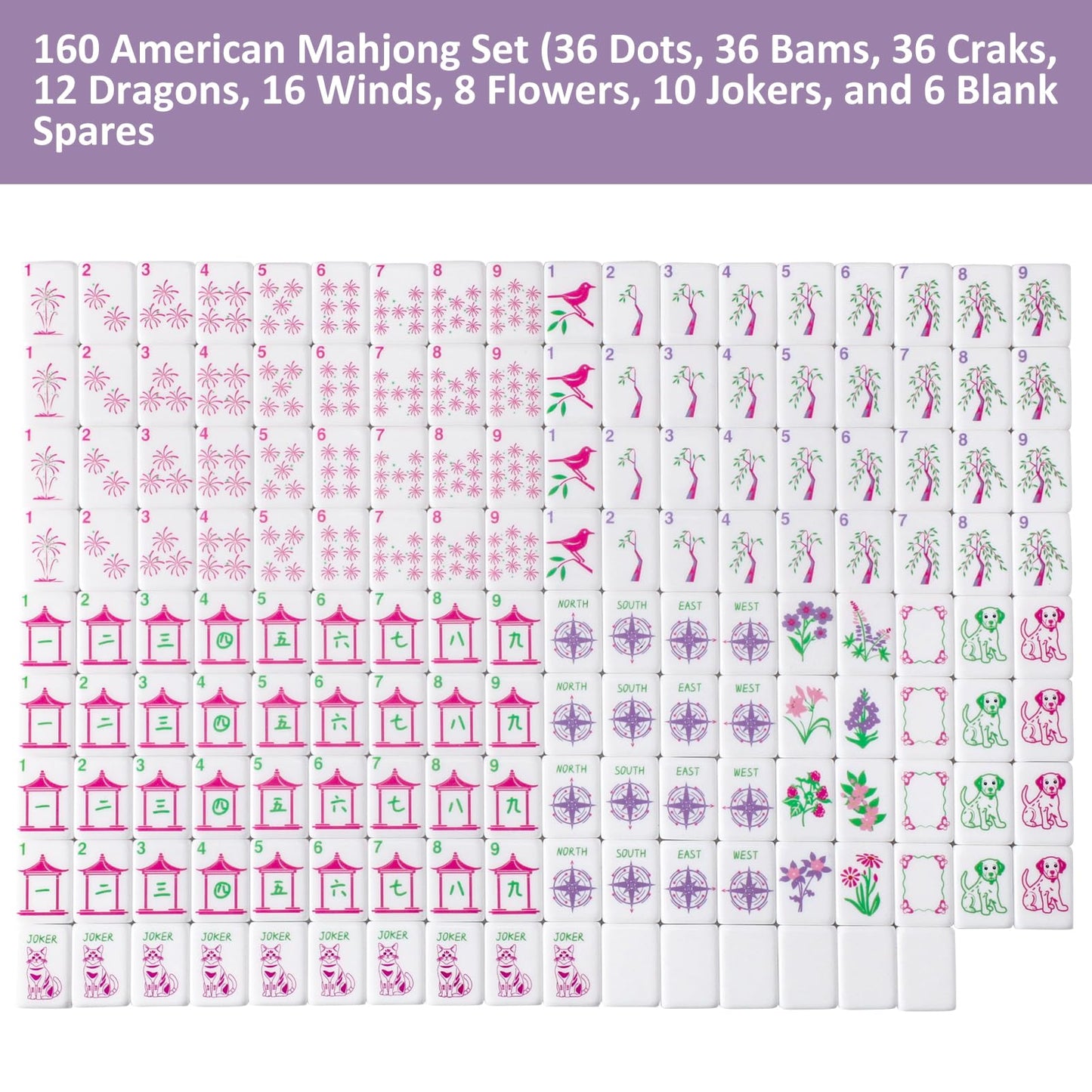 GUSTARIA Mini Mahjong Tiles Set – 160 Acrylic Tiles, 4 Racks, Carrying Bag