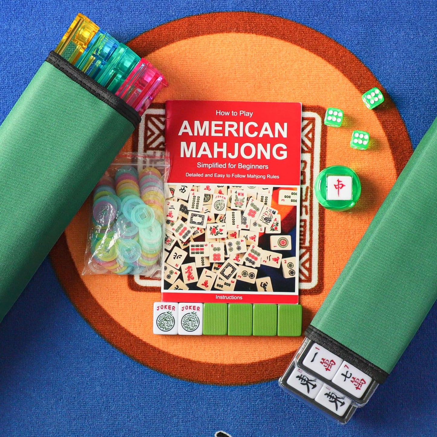 GUSTARIA American Mahjong Game Set - 166 Green Tiles, 4 Racks & Carrying Bag