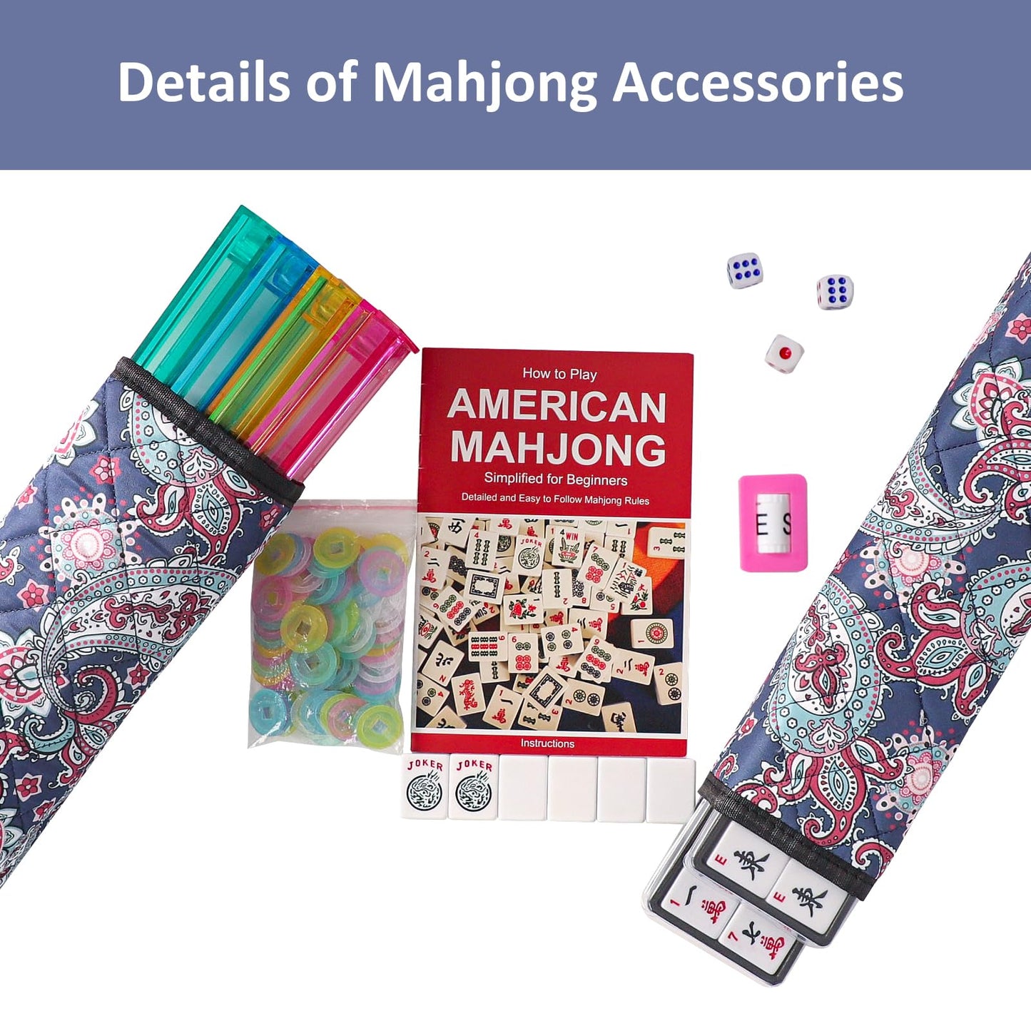 GUSTARIA American Mahjong Game Set — 166 Tiles, 4 All-in-One Racks, Printed Carrying Bag