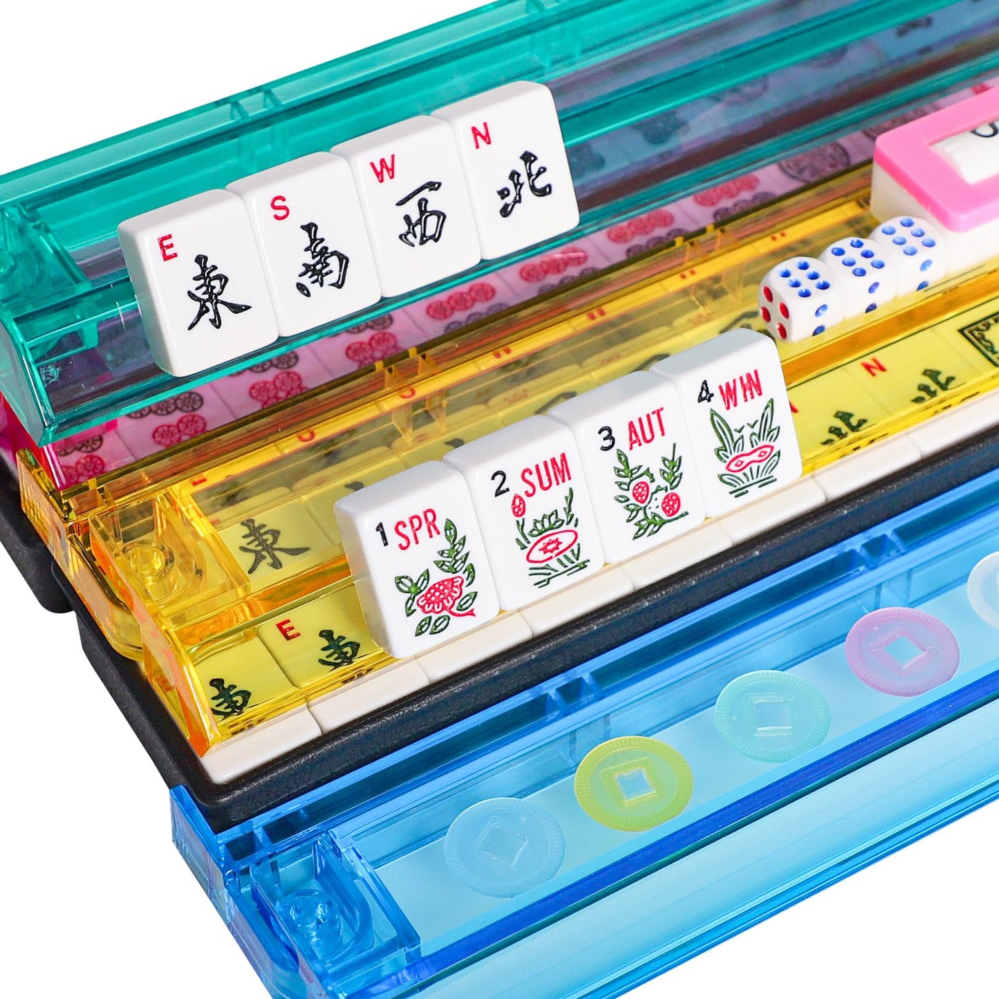 GUSTARIA American Mahjong Game Set – 166 Tiles, 4 Color Racks, Red Carrying Case