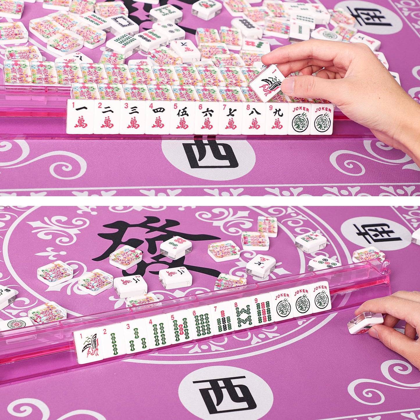 GUSTARIA Mahjong Mat – Slip-Resistant Table Cover for Card, Board & Tile Games (Pink, 31.5in)
