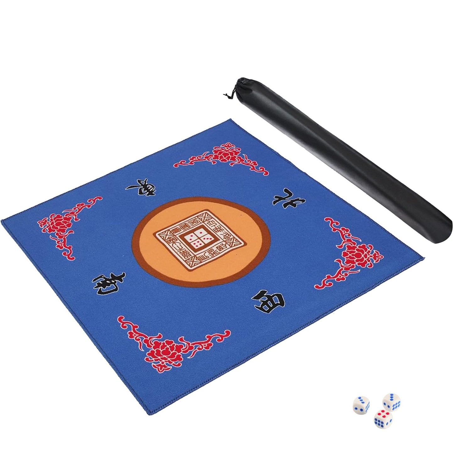 GUSTARIA Mahjong Mat – Anti-Slip & Noise-Reducing 31.5-Inch Table Cover with Carrying Bag (Blue)