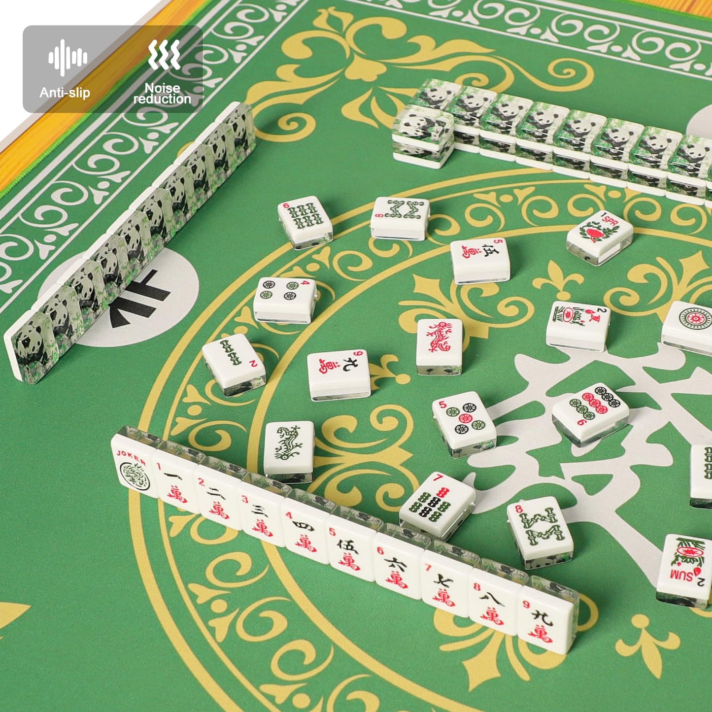 GUSTARIA Mahjong Mat – Anti-Slip 31.5x31.5 Table Cover with Carry Bag