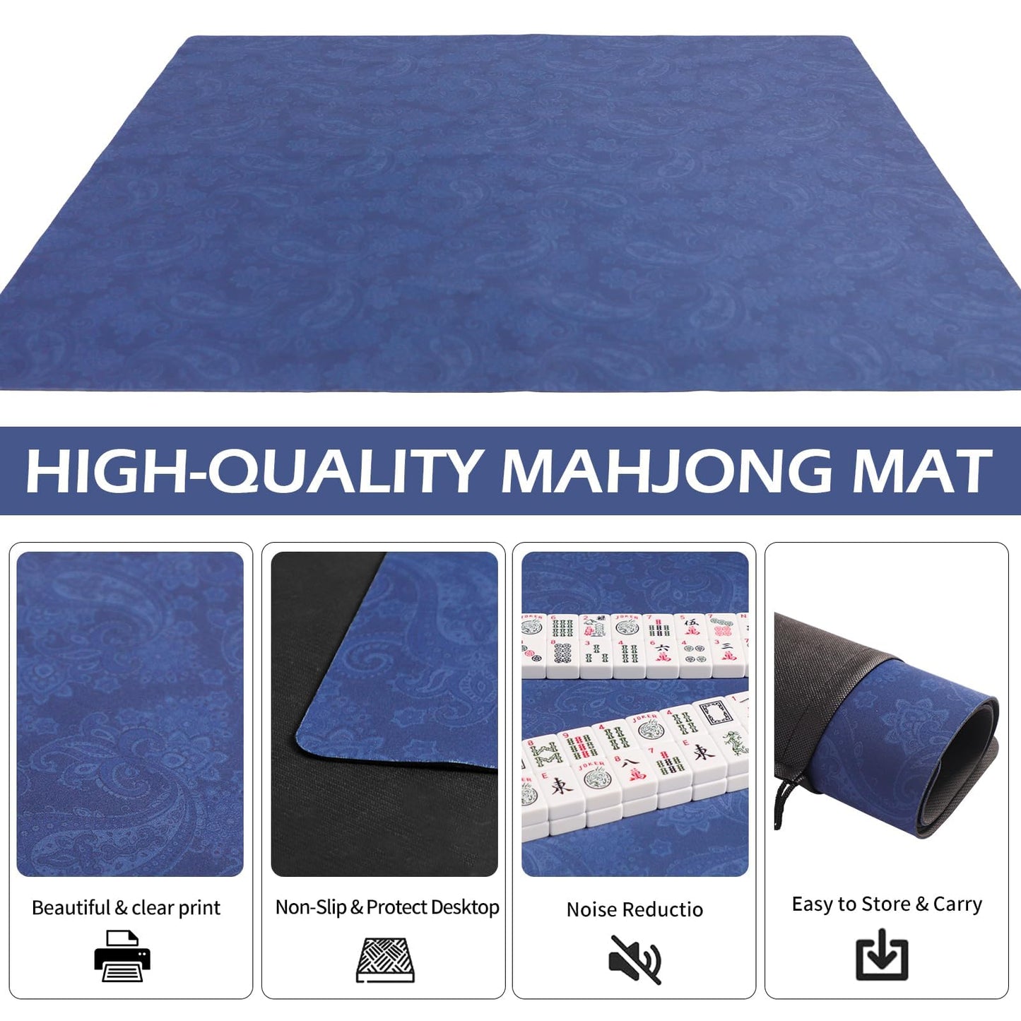GUSTARIA Mahjong Mat 31.5 x 31.5 Inches – No-Slip, Printed Table Cover