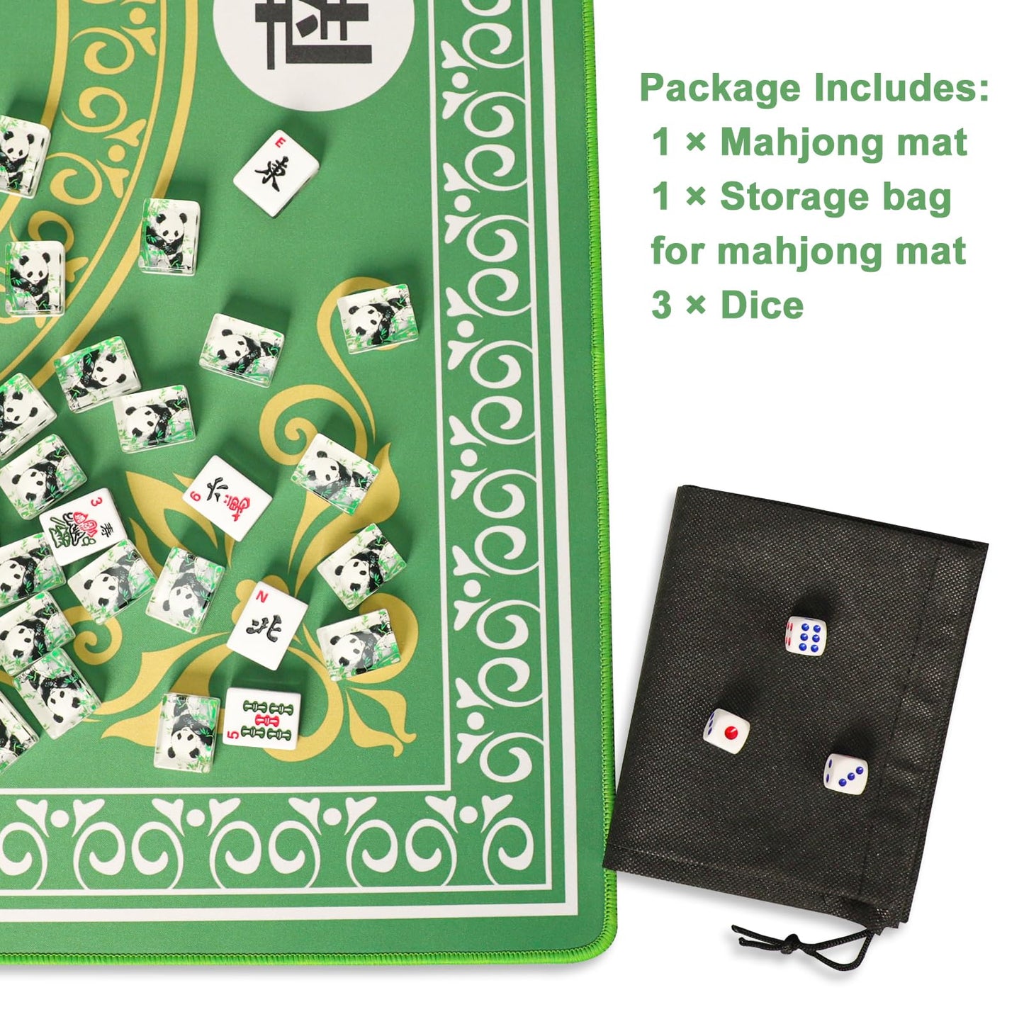 GUSTARIA Mahjong Mat – Anti-Slip 31.5x31.5 Table Cover with Carry Bag