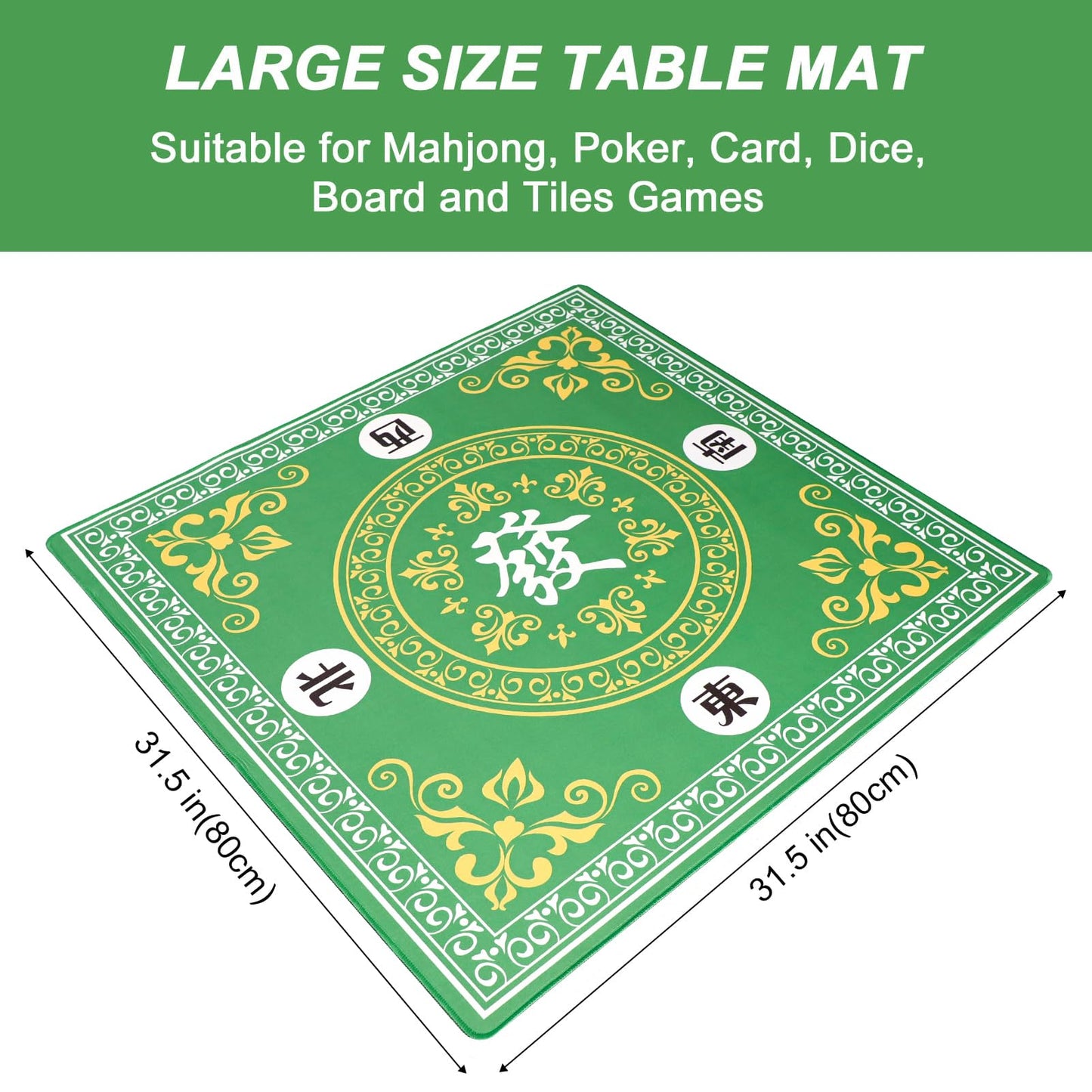 GUSTARIA Mahjong Mat – Anti-Slip 31.5x31.5 Table Cover with Carry Bag