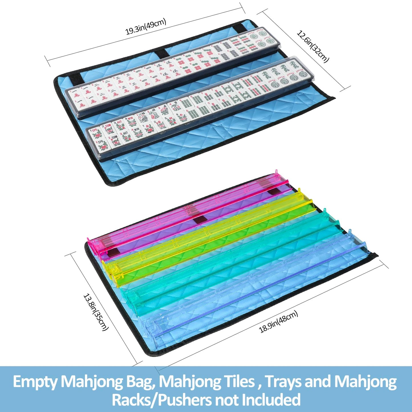GUSTARIA Empty Mahjong Bag – Blue Printed American Mahjong Bag with Two Wrappers (Case Only)