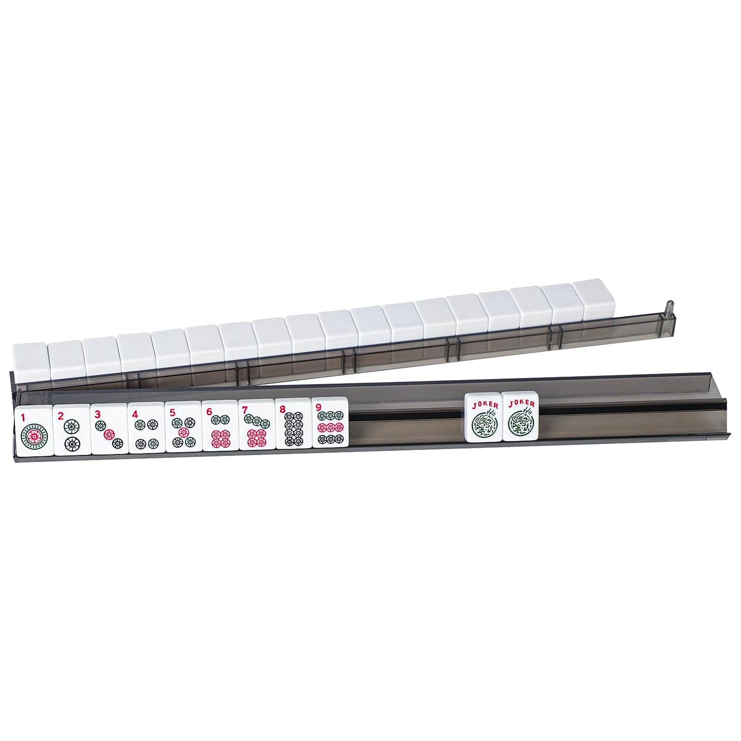 GUSTARIA Mahjong All-in-One Rack & Pusher – Clear Acrylic, 4-Pack (Black)