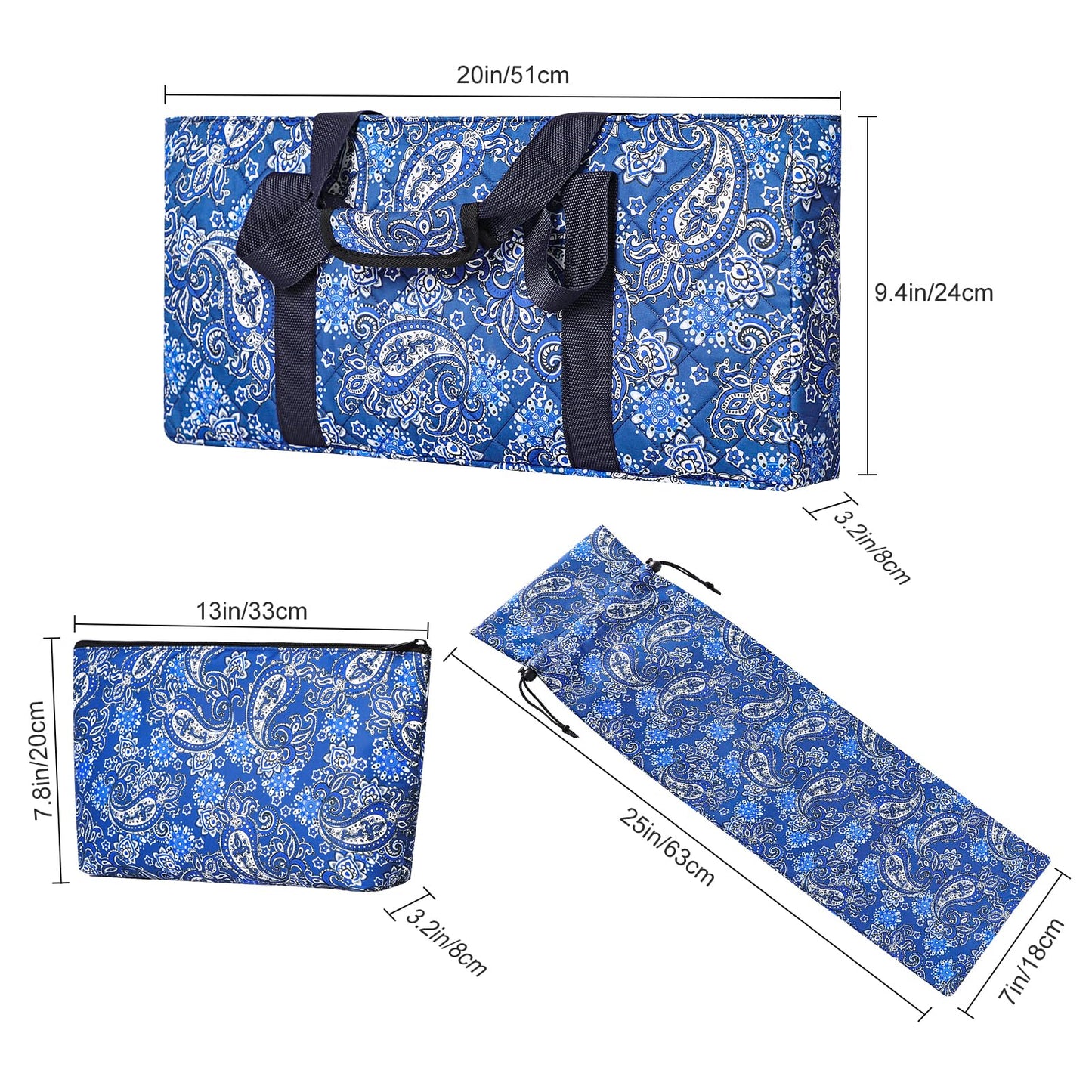 GUSTARIA Empty Mahjong Bag for American Mahjong Set with Racks & Pushers – Blue Print Case (Case Only)
