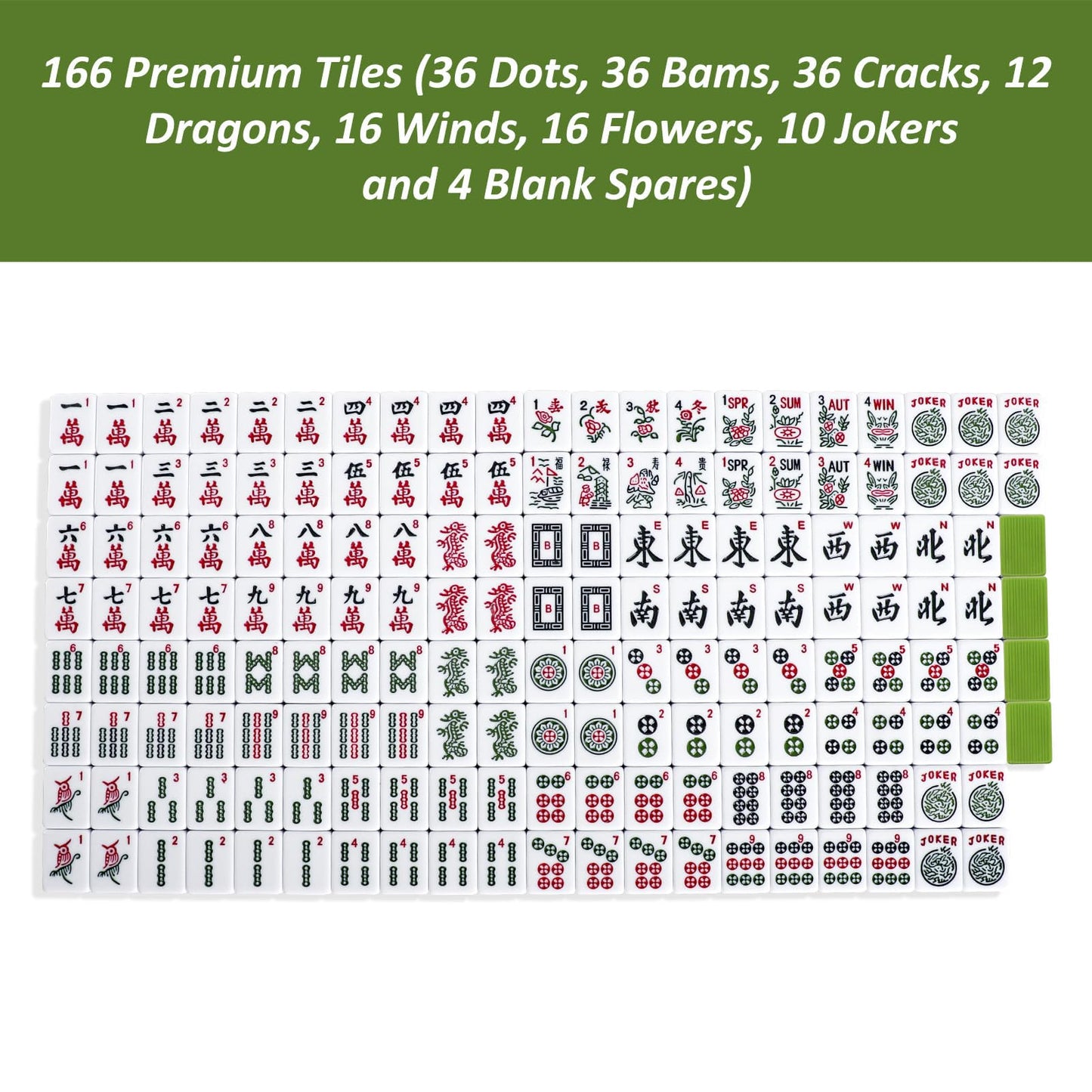 GUSTARIA American Mahjong Game Set - 166 Green Tiles, 4 Racks & Carrying Bag