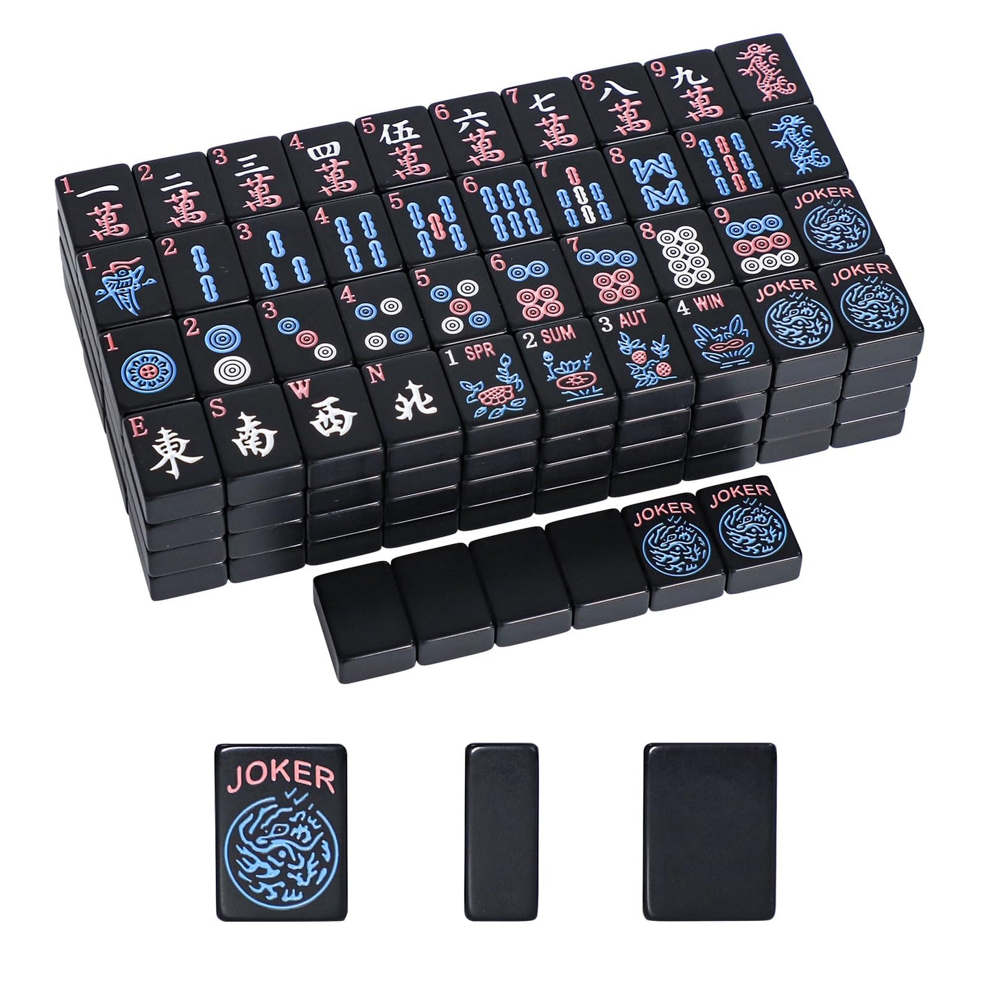 GUSTARIA American Mahjong Tiles (1.2-inch) – 166-Tile Set in Black – Tiles Only