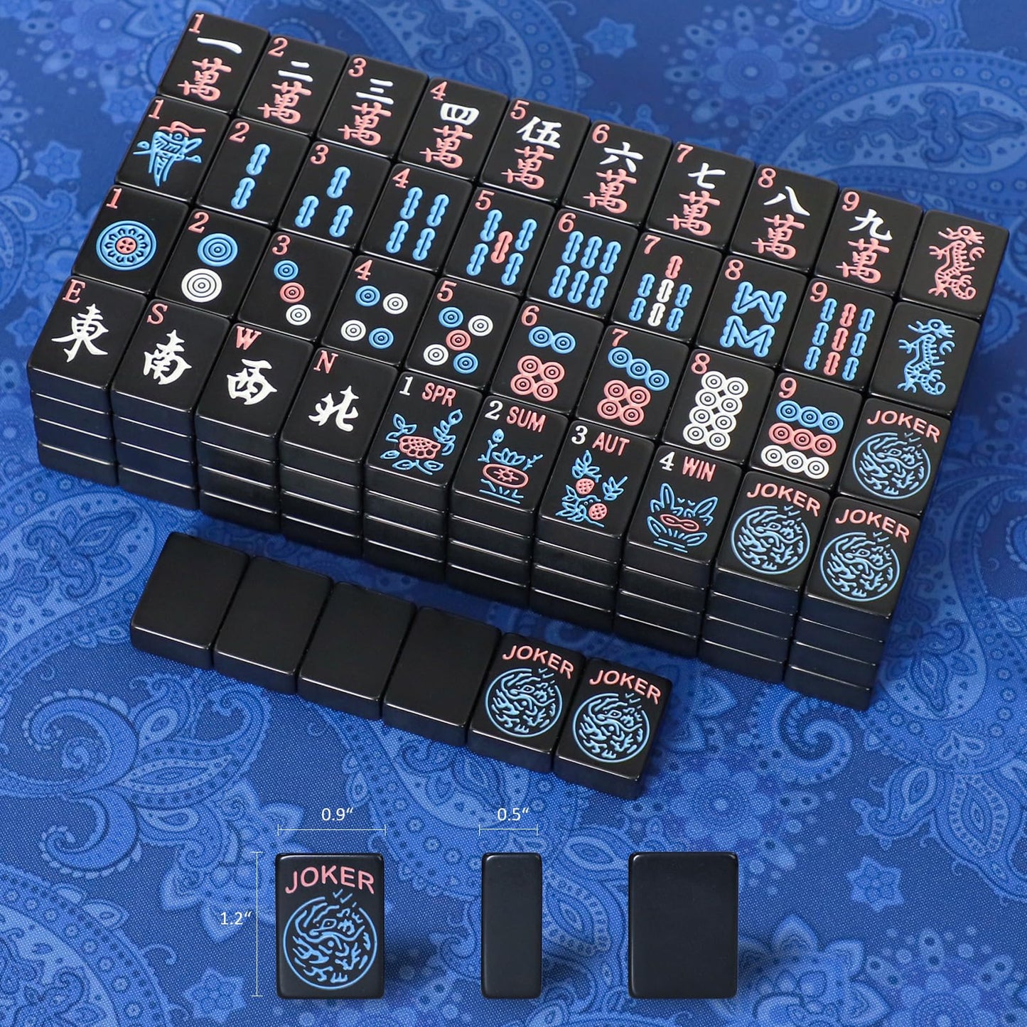 GUSTARIA American Mahjong Tiles (1.2-inch) – 166-Tile Set in Black – Tiles Only