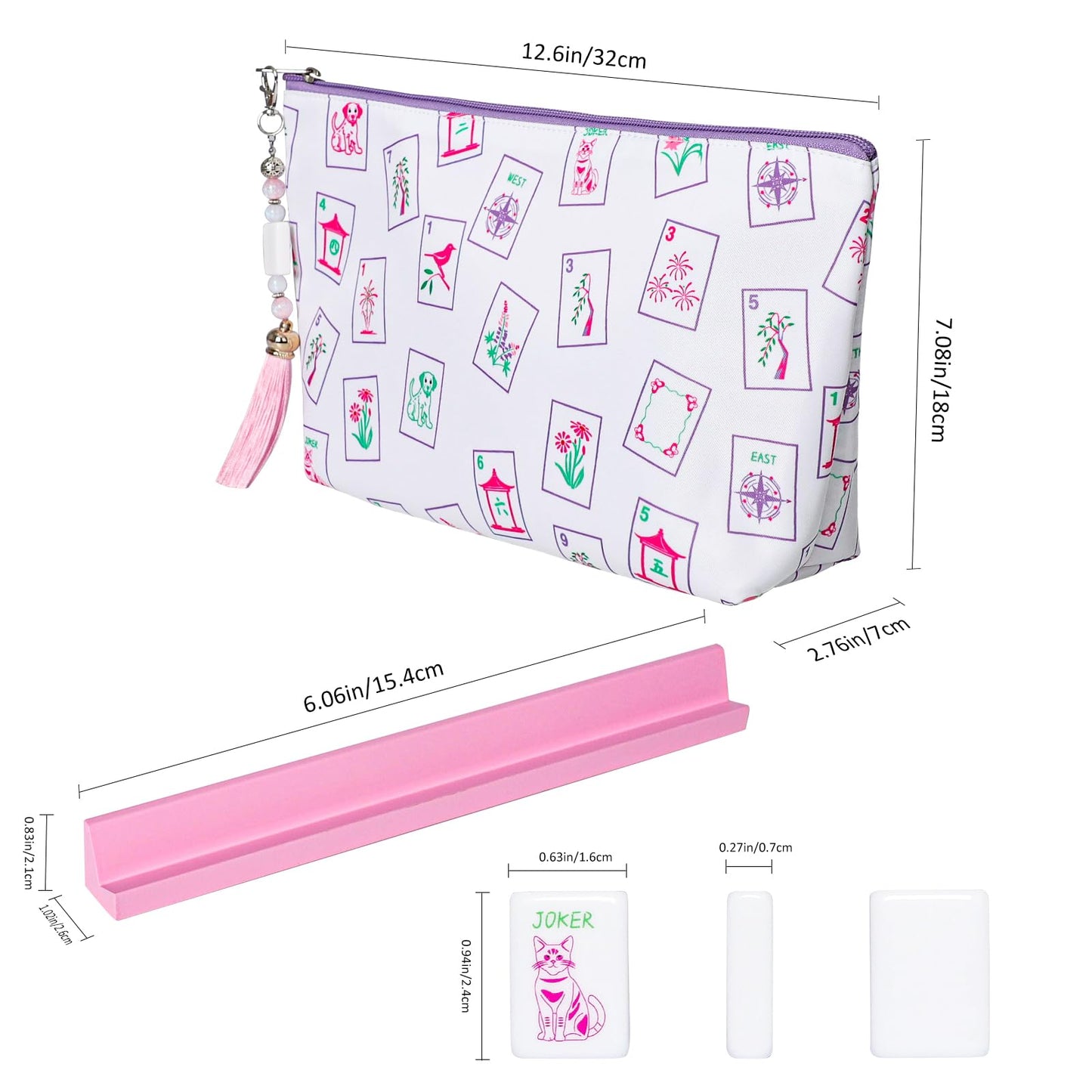 GUSTARIA Mini Mahjong Tiles Set – 160 Acrylic Tiles, 4 Racks, Carrying Bag