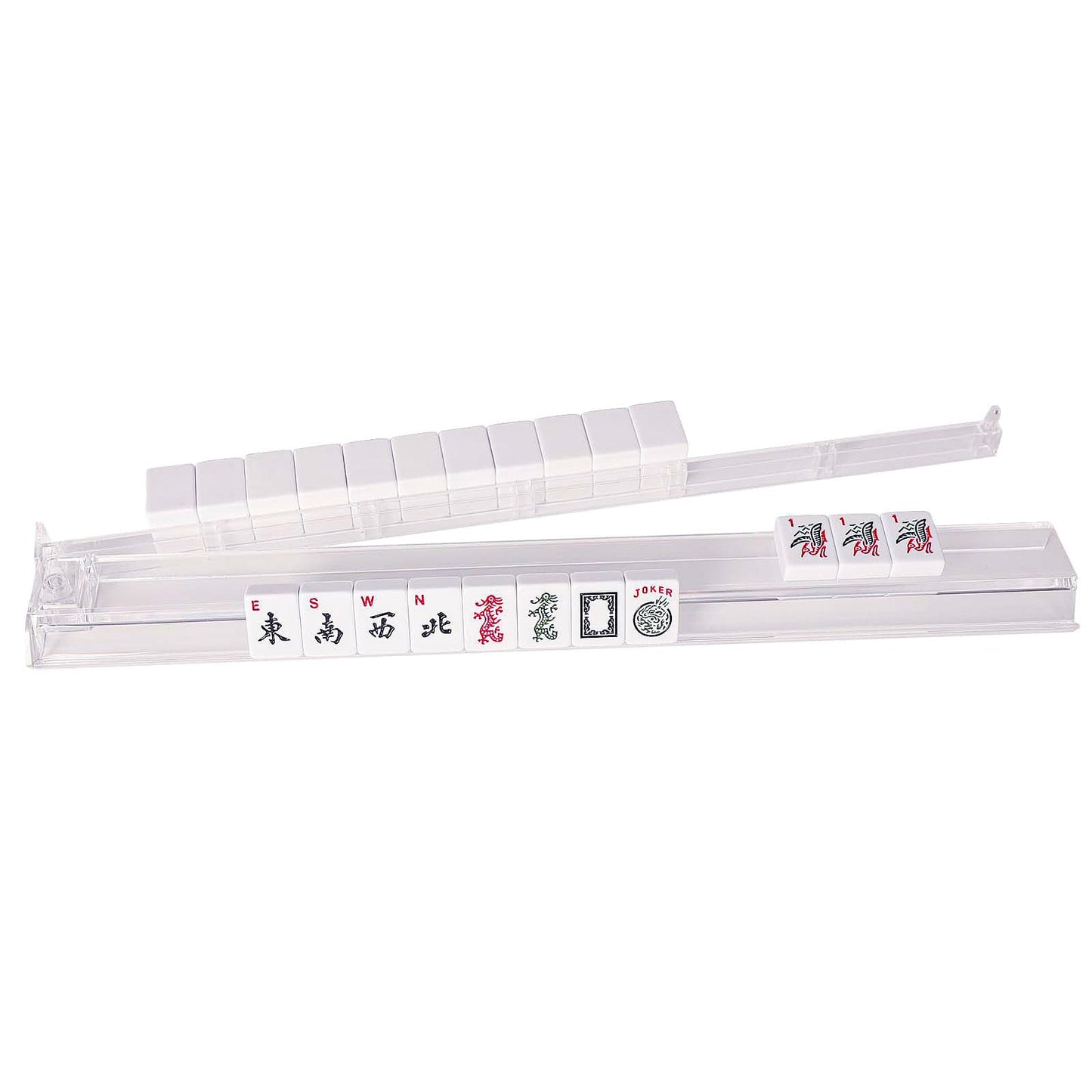 GUSTARIA Mahjong All-in-One Rack & Pusher | 4-Pack Clear Acrylic Set
