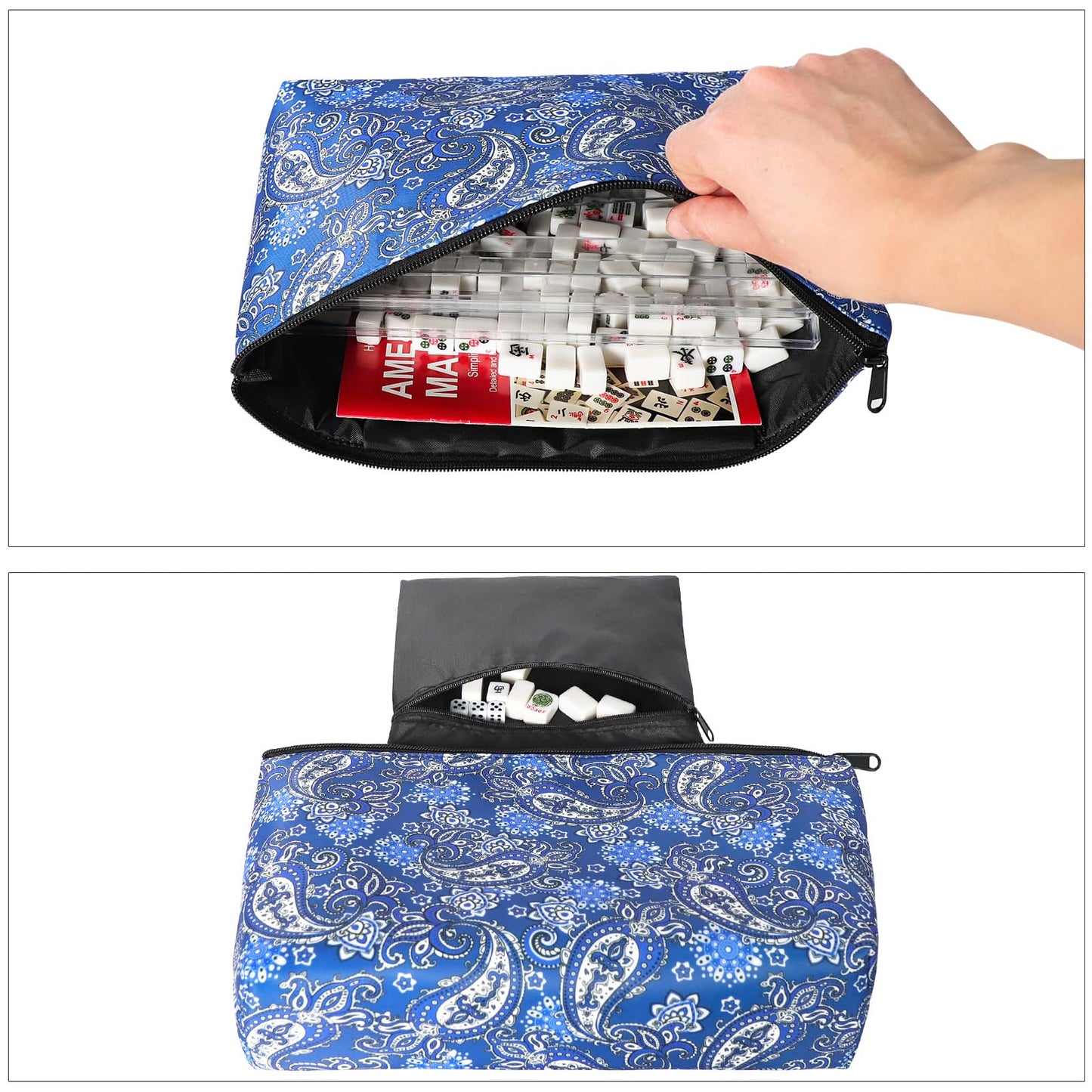 GUSTARIA Mini Mahjong Set – 166-Tile American Mahjong, Travel-Friendly with Blue Printed Bag
