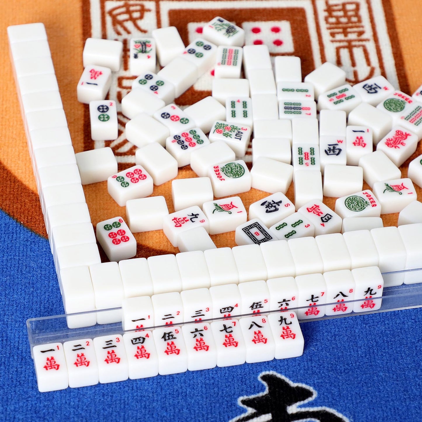 GUSTARIA Mini Mahjong Set – 166-Tile American Mahjong, Travel-Friendly with Blue Printed Bag