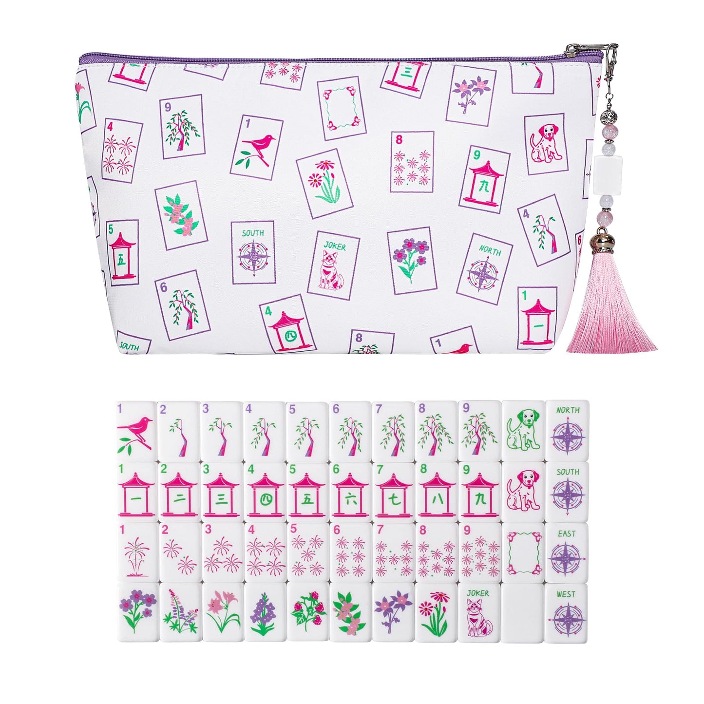 GUSTARIA Mini Mahjong Tiles Set – 160 Acrylic Tiles, 4 Racks, Carrying Bag
