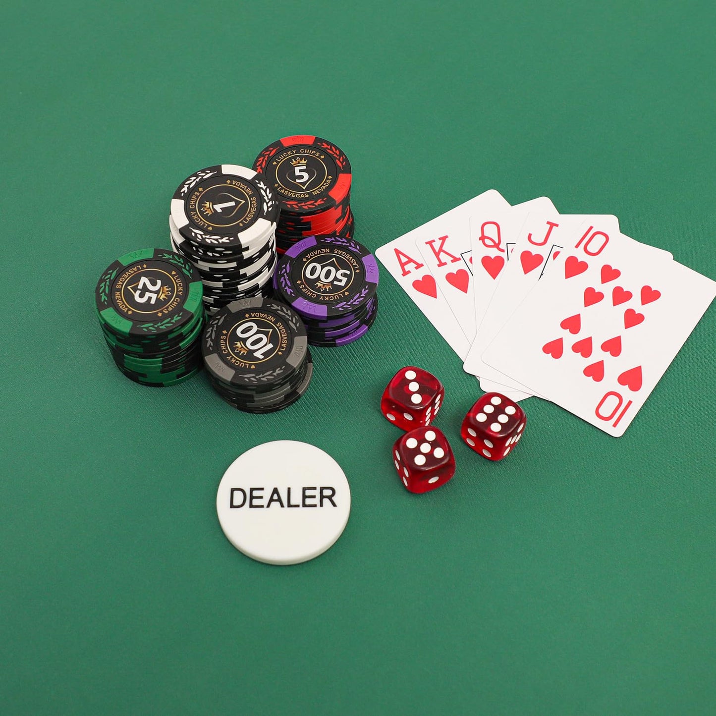 GUSTARIA Mahjong Mat with 3 Dice – Anti-Slip Noise-Reducing Table Cover, Green, 31.5 in