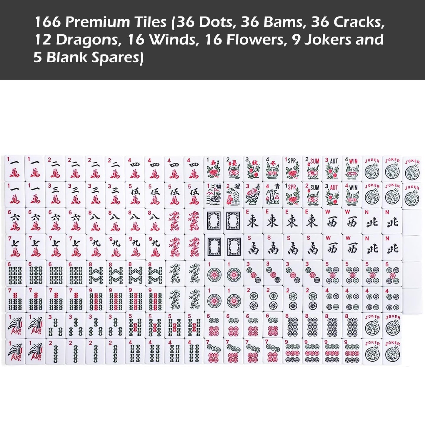 GUSTARIA American Mahjong Set – 166 Premium Tiles, 4 Color Racks, Blue Carrying Case