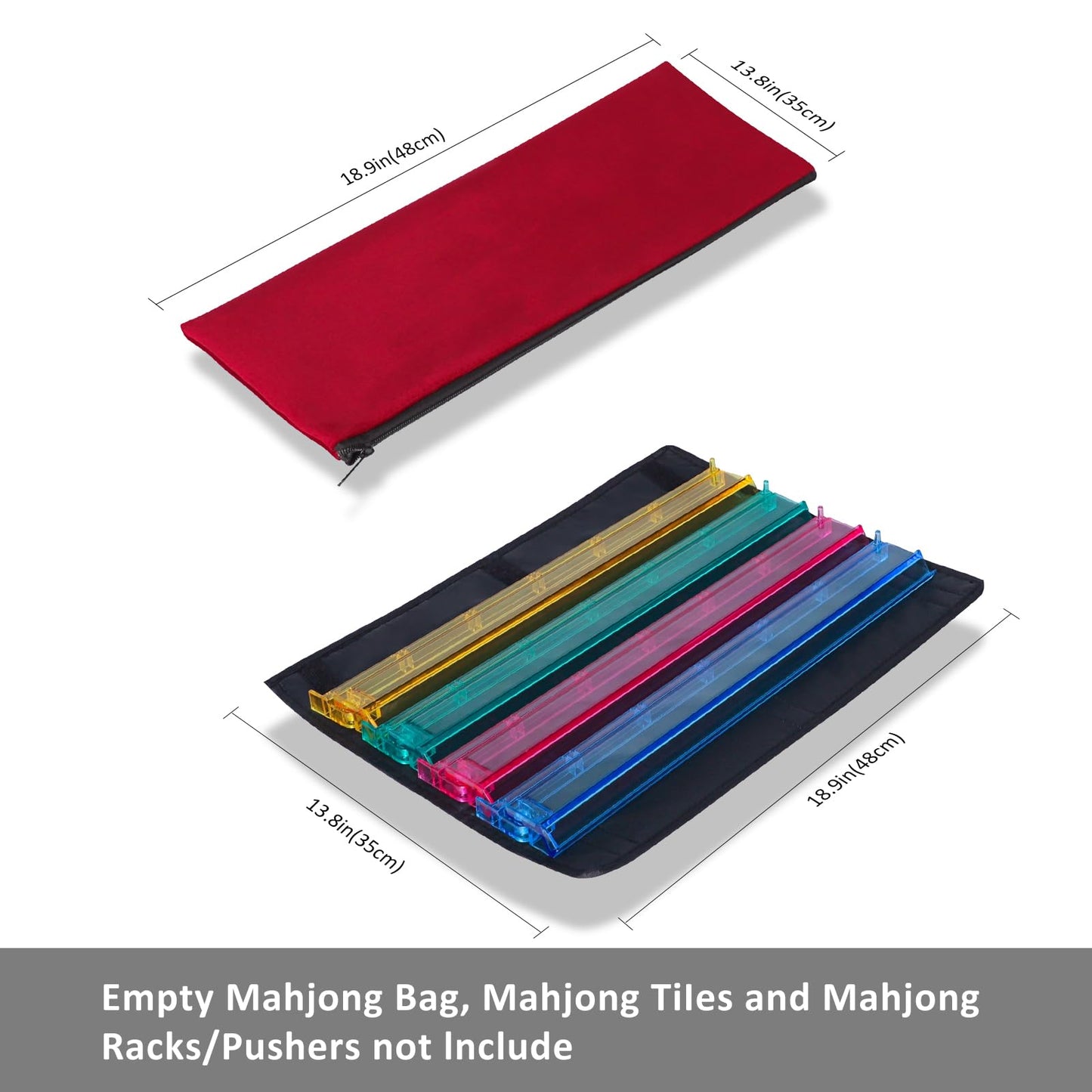 GUSTARIA Empty Mahjong Bag with Rack Wrapper & Tile Bag (Red, Case Only)