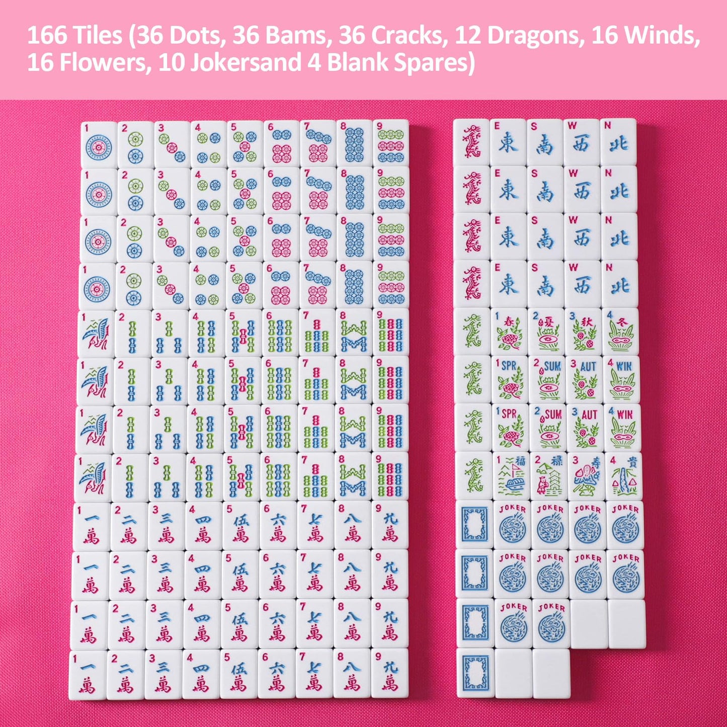 GUSTARIA 1.2-inch American Mahjong Tile Set – 166 Pink Tiles (Tiles Only)