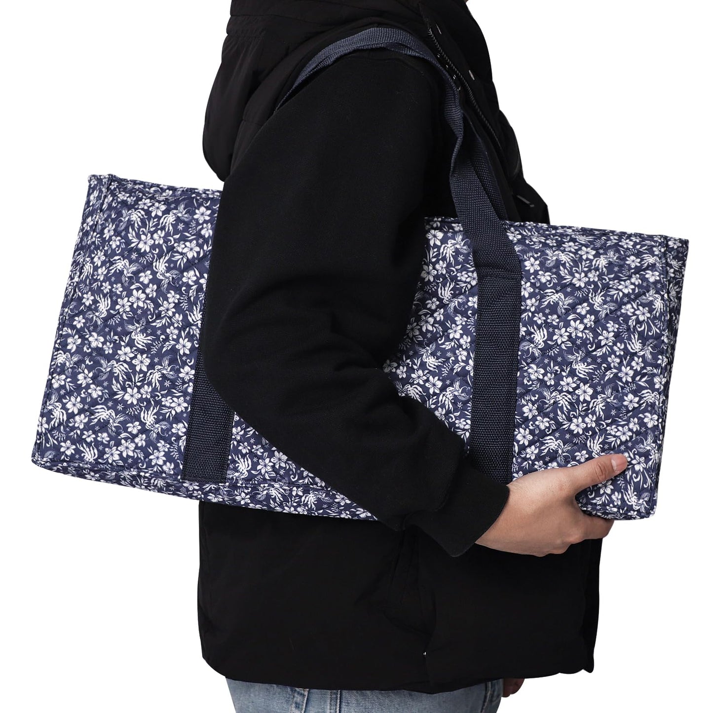 GUSTARIA Empty Mahjong Bag — Blue Printed American Mahjong Case with Two Wrappers (Case Only)
