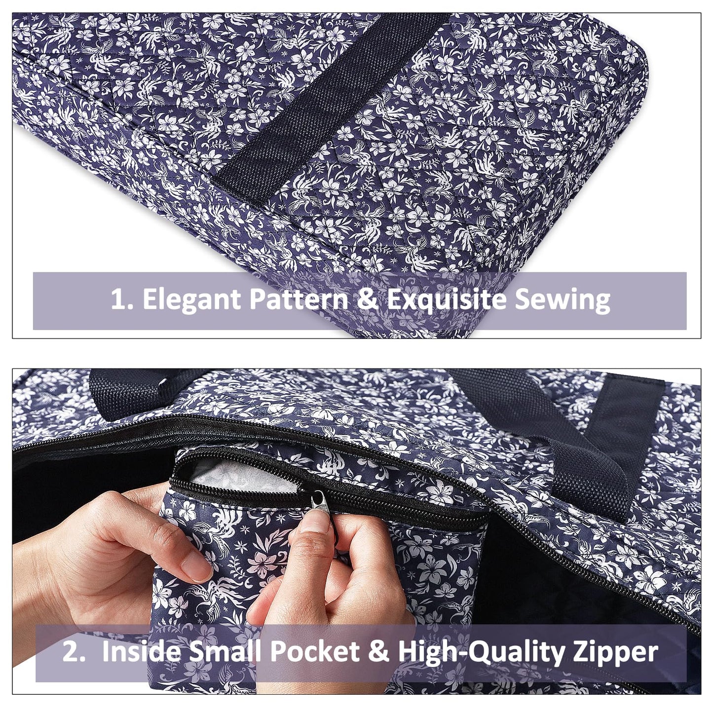 GUSTARIA Empty Mahjong Bag — Blue Printed American Mahjong Case with Two Wrappers (Case Only)