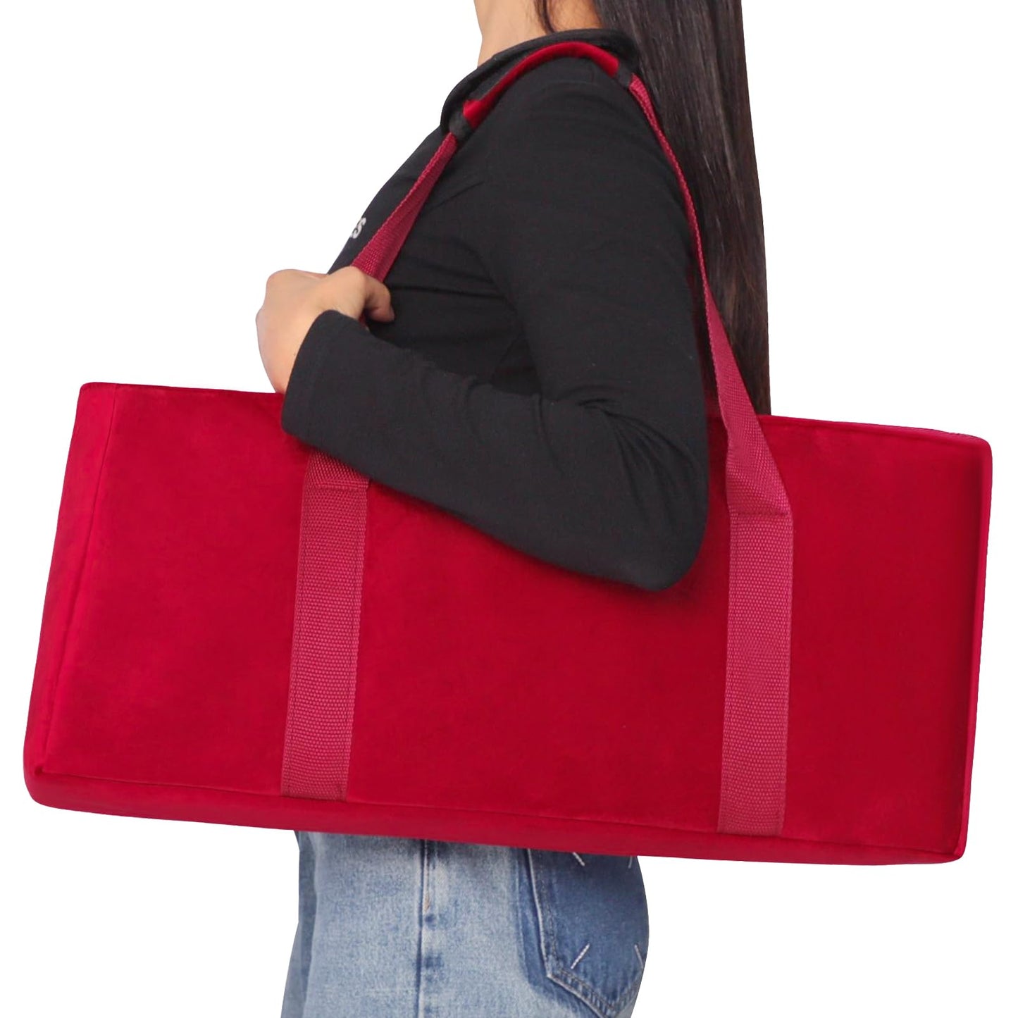 GUSTARIA Empty Mahjong Bag with Rack Wrapper & Tile Bag (Red, Case Only)