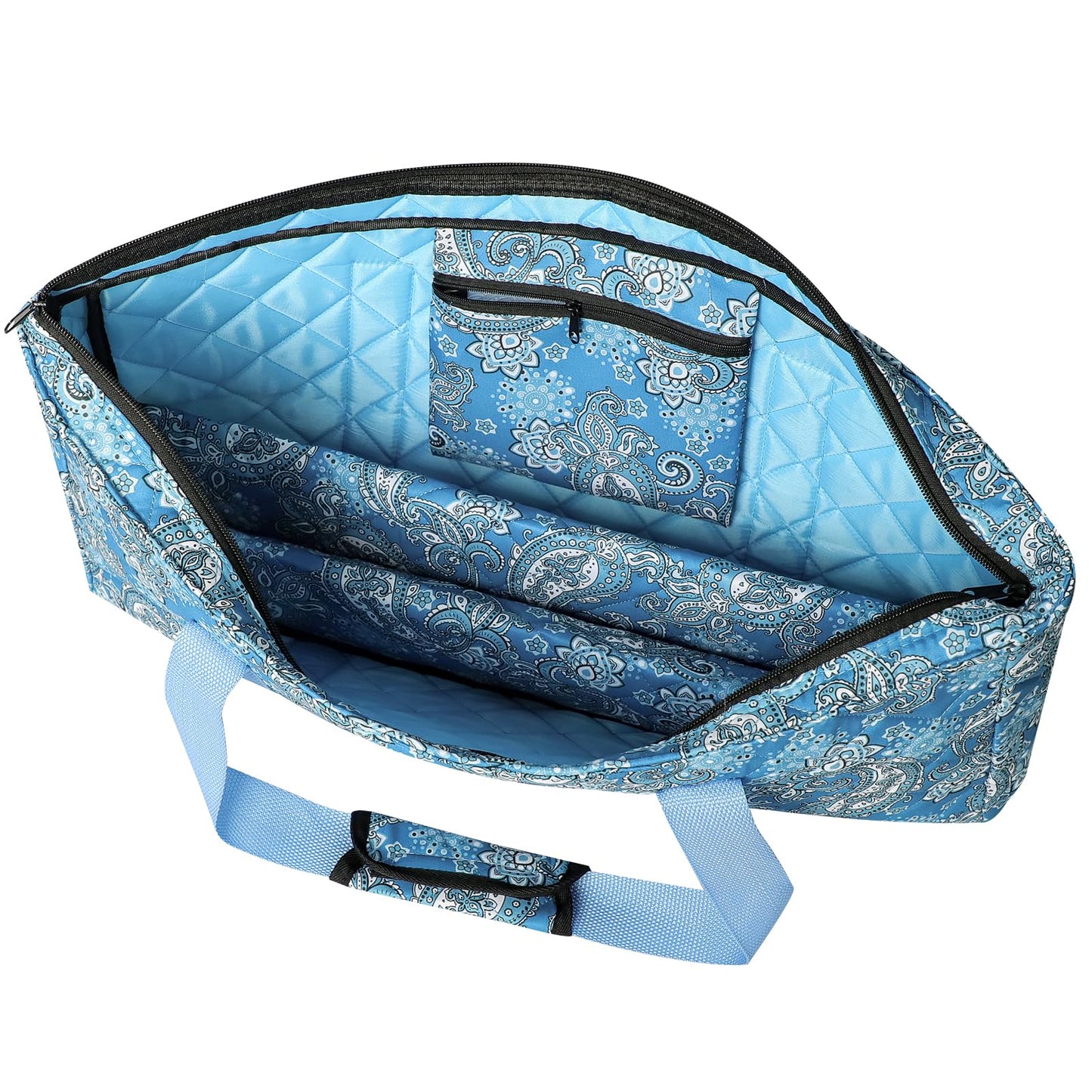 GUSTARIA Empty Mahjong Bag – Blue Printed American Mahjong Bag with Two Wrappers (Case Only)