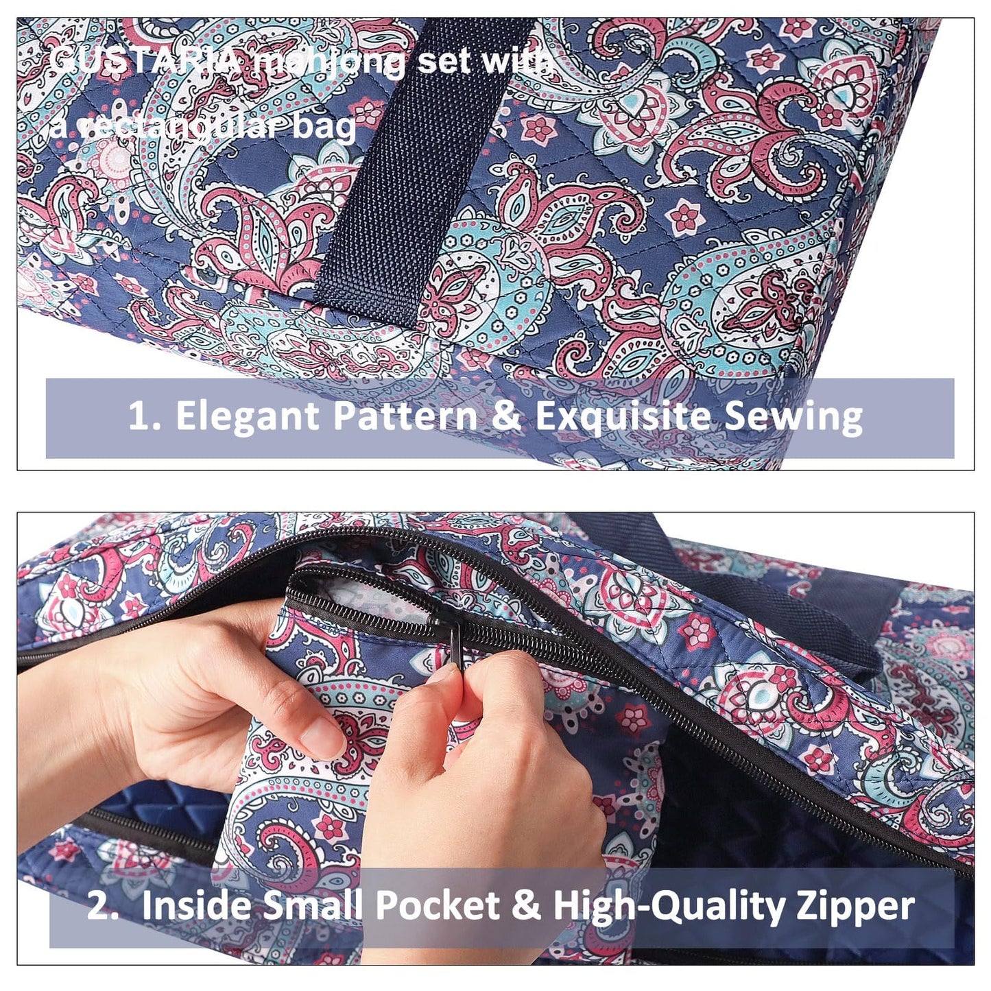 GUSTARIA American Mahjong Game Set — 166 Tiles, 4 All-in-One Racks, Printed Carrying Bag