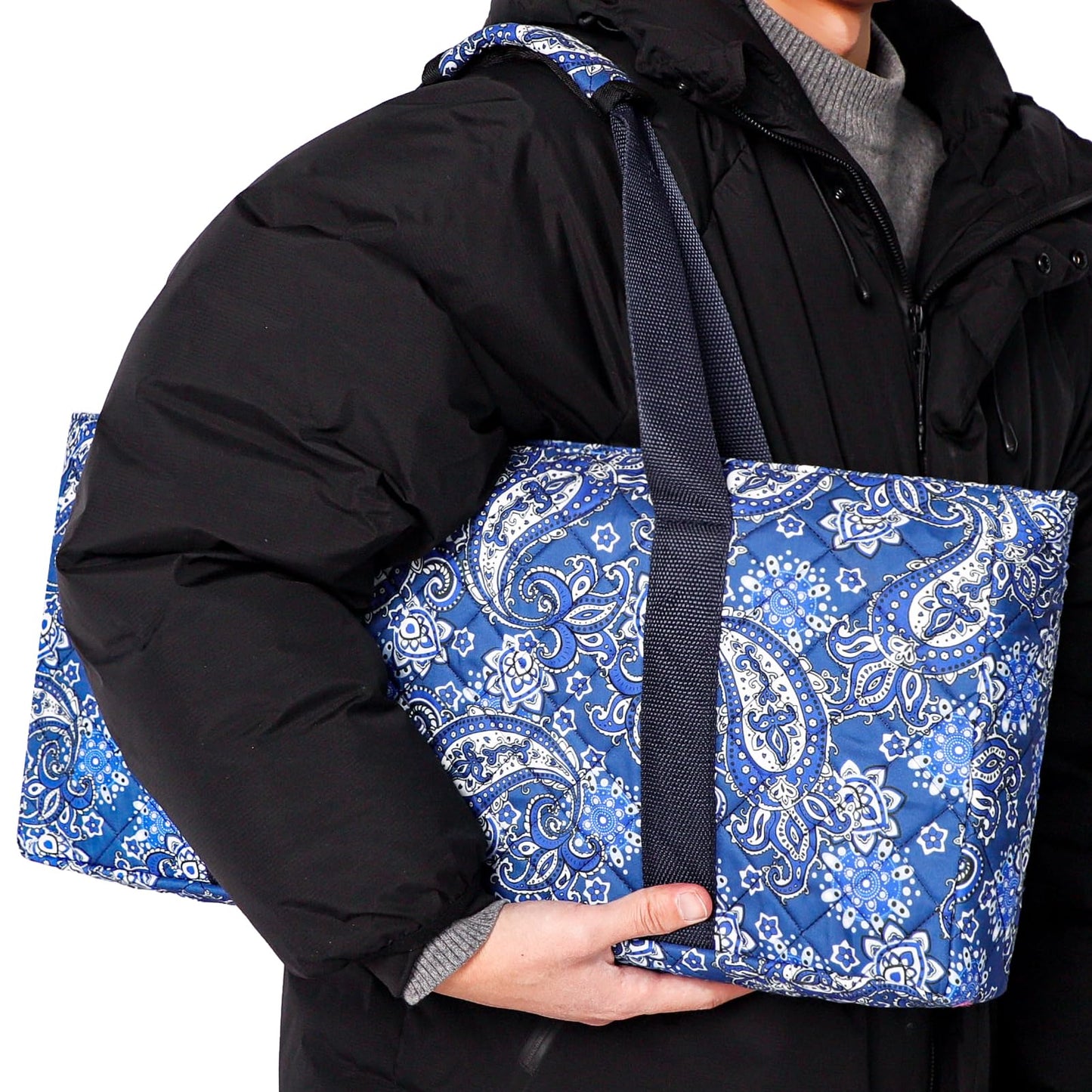 GUSTARIA Empty Mahjong Bag for American Mahjong Set with Racks & Pushers – Blue Print Case (Case Only)