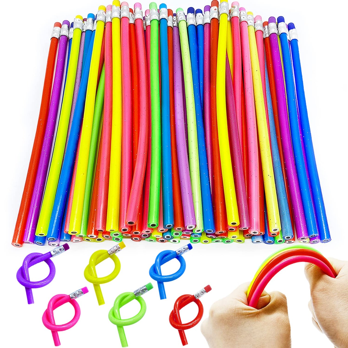 Guuozzli 48-Piece Flexible Soft Pencils with Erasers – Bendable Multicolor Pencils for Kids