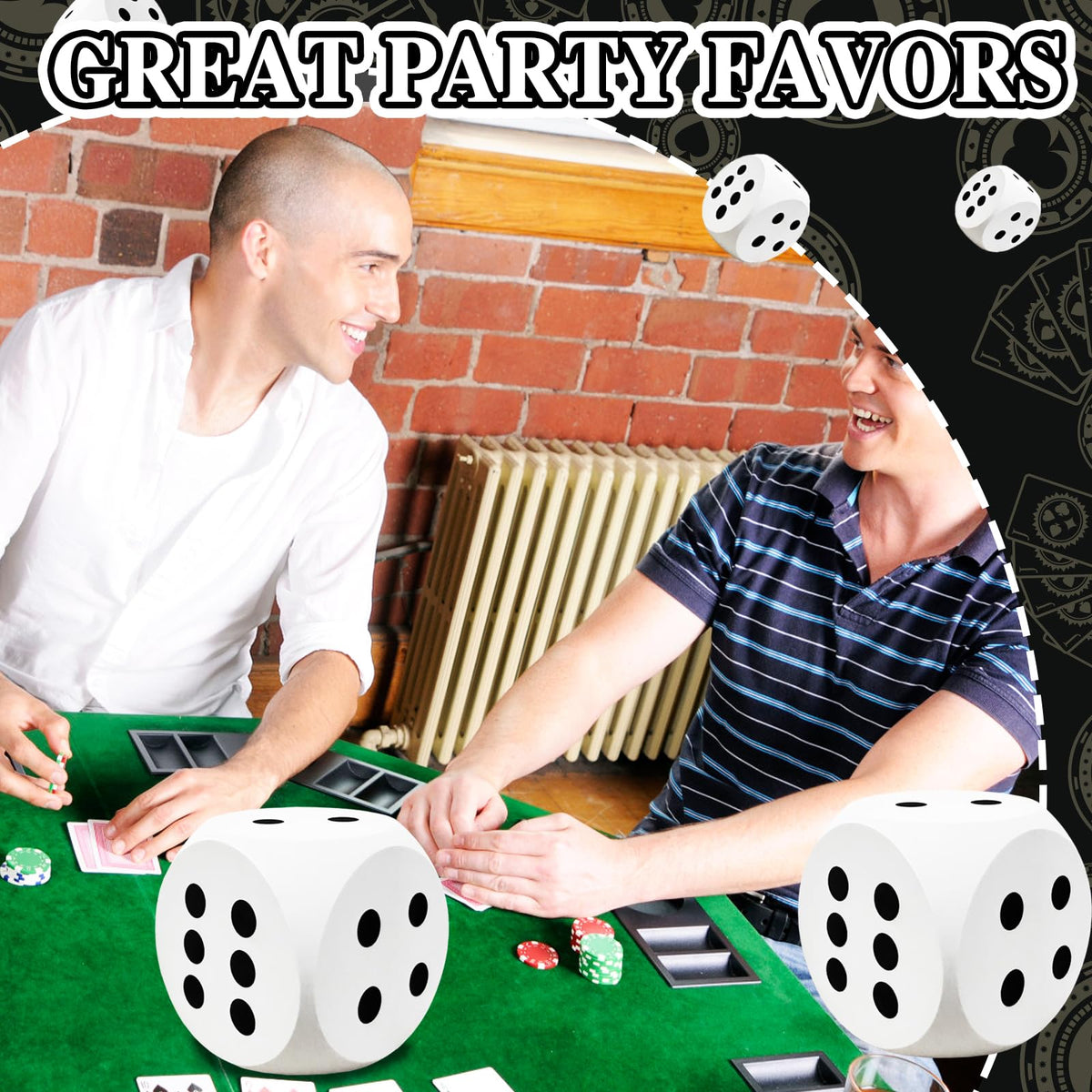 Guuozzli 6-Inch White Foam Dice – Giant Educational Dice for Games and Learning